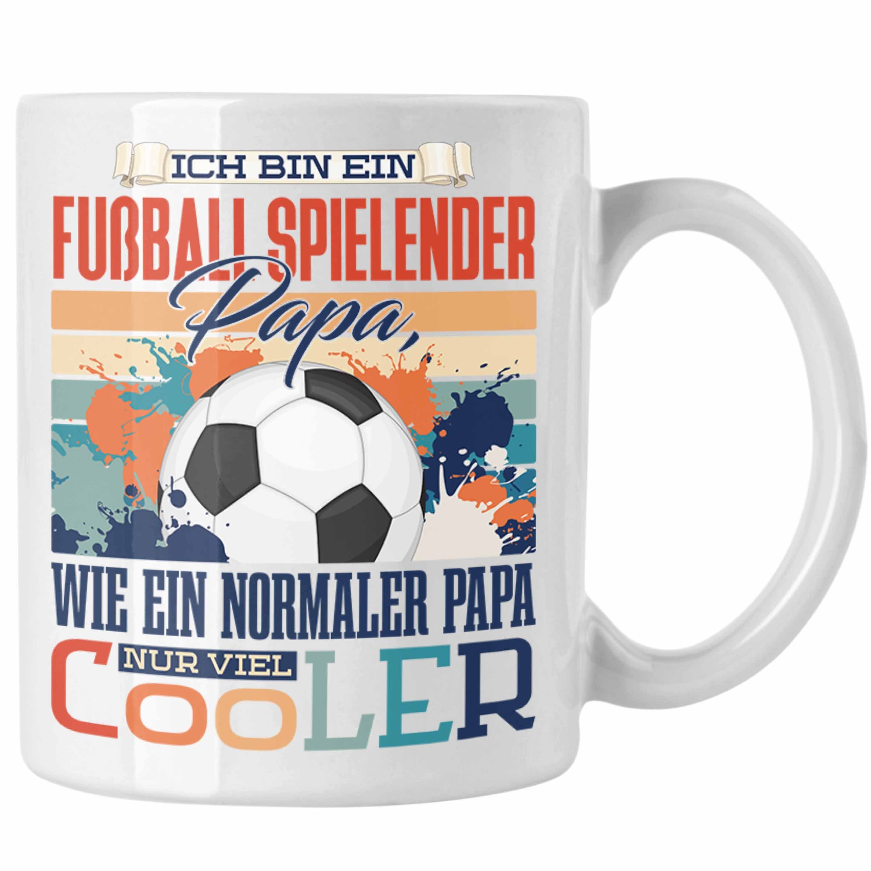 Vatert zum Trendation Geschenkidee - Fußball Tasse Trendation Geschenk Tasse Papa Weiss Vater