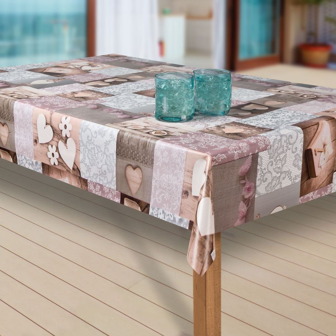 laro Tischdecke Wachstuch-Tischdecken Abwaschbar Herzen rosa rechteckig günstig online kaufen