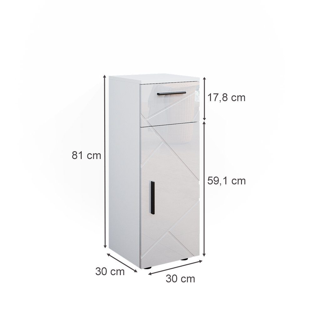 Vicco Midischrank Irma, Weiß Hochglanz, 30 x 81 cm (1-St)