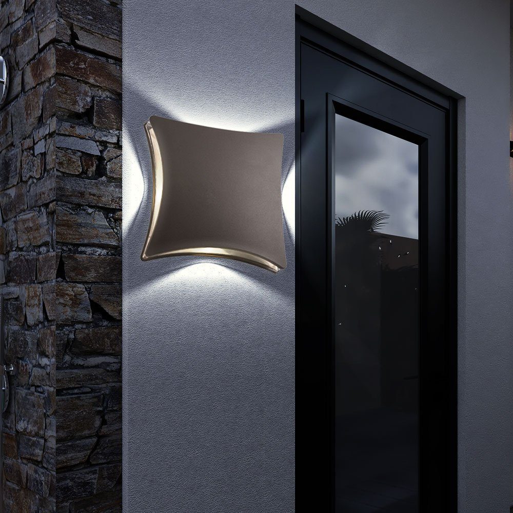 etc-shop Außen-Wandleuchte, LED-Leuchtmittel fest verbaut, Warmweiß, Design LED Wand Leuchte Beleuchtung Außen Lampe Effekt Akzent Strahler