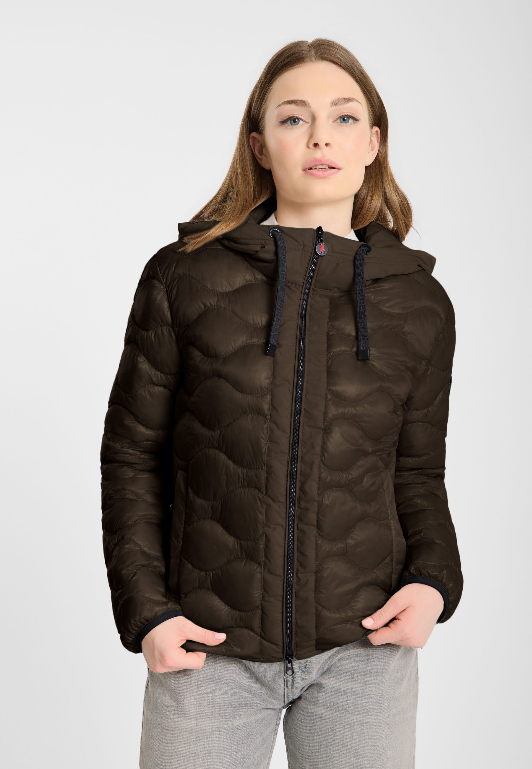 Frieda & Freddies Winterjacke Frieda & Freddies Steppjacke mit Wellensteppung und Materialmix