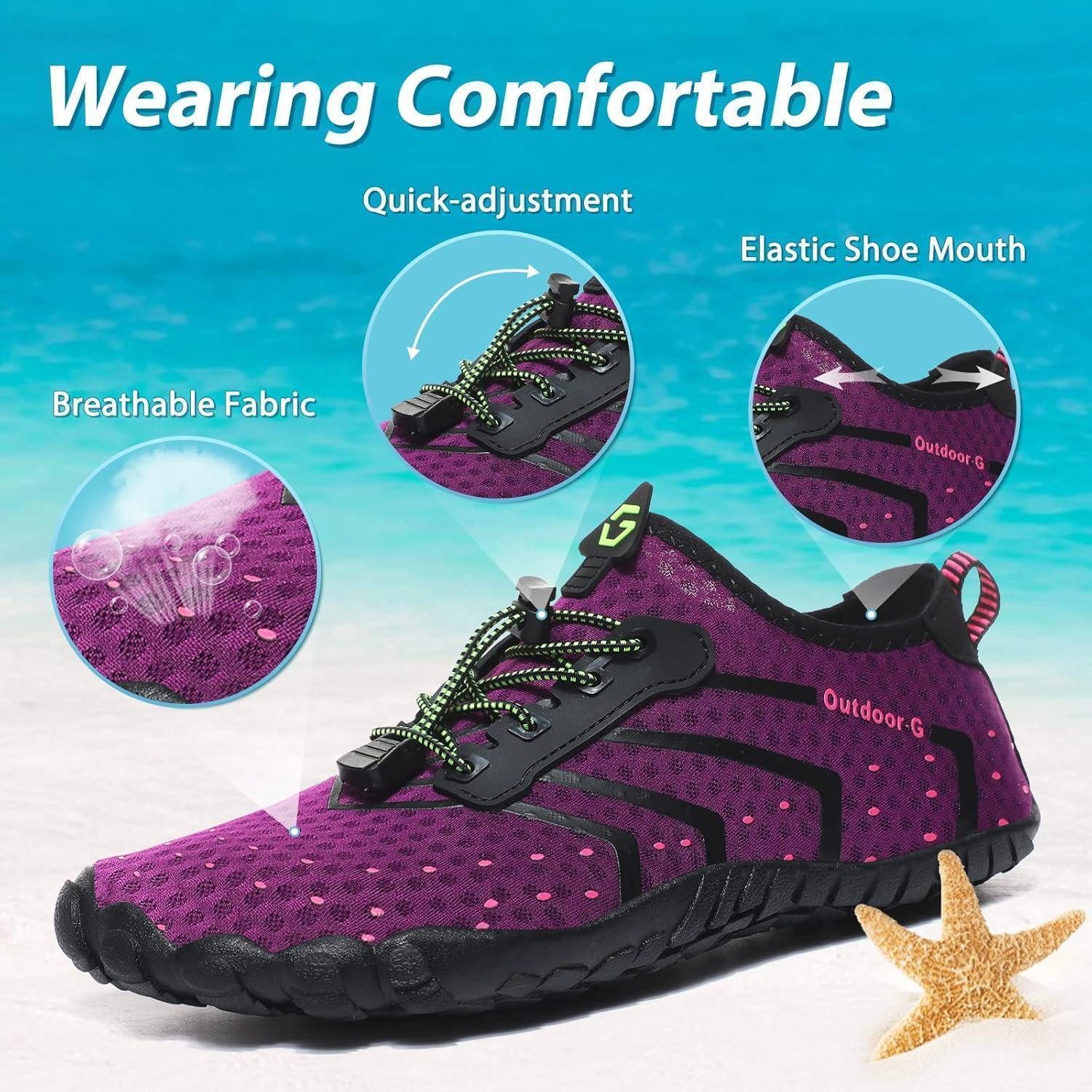 LuxusKollektion Wasserschuhe Schwimmschuhe Strandschuhe Damen Herren 36 EU Lila1 Wasserschuh