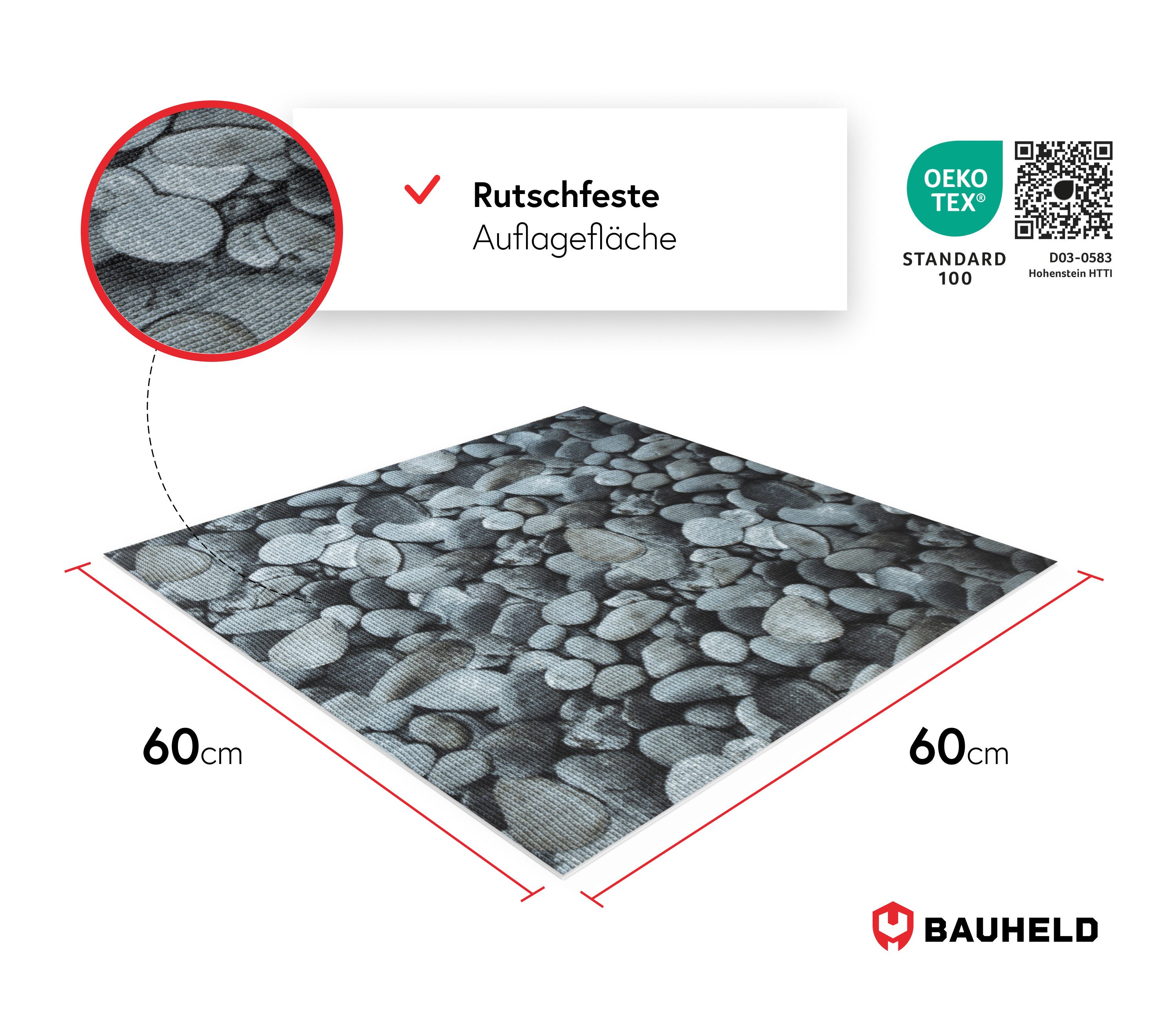BAUHELD Antirutschmatte Waschmaschine [Made in Germany], 60x60 cm, Waschmaschinenauflage mit Vinyl-Beschichtung, Als Waschmaschinenbezug, Waschmaschinenabdeckung, Auch für Trockner