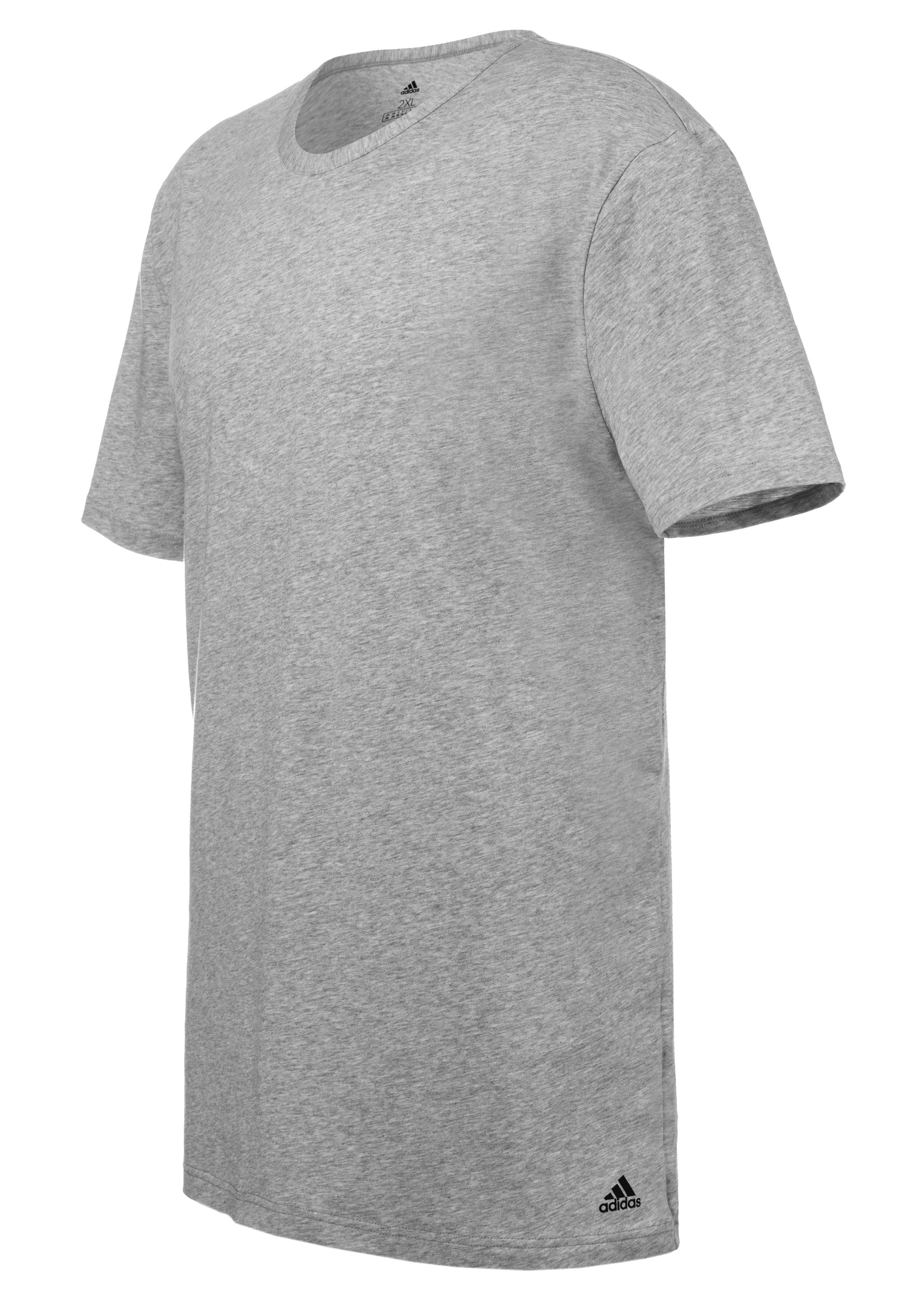 grau-meliert, Sportswear mit T-Shirt Rundhalsausschnitt schwarz (2er-Pack) adidas