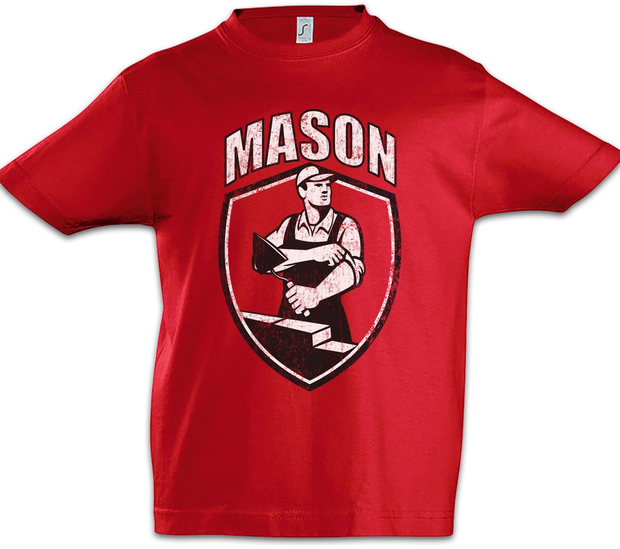 Print-Shirt Mason I Kinder T-Shirt Handwerker Maurer Bricklayer Bauarbeiter Bau