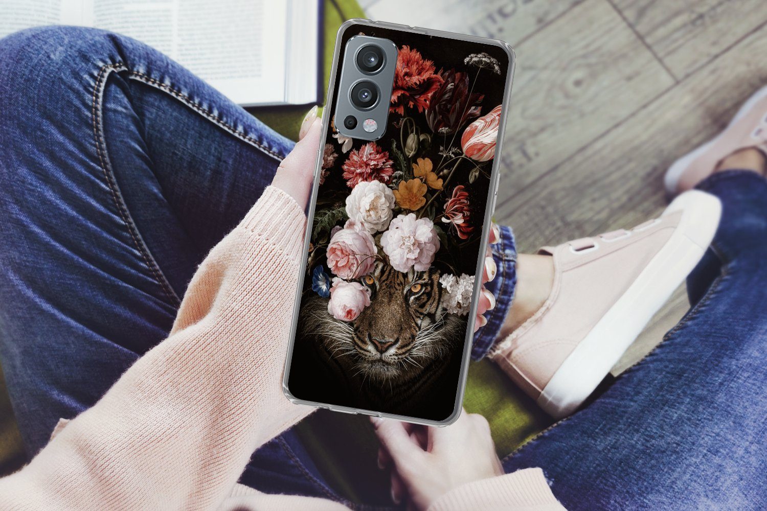 MuchoWow Handyhülle für OnePlus Nord 2 5G Blumen - Jan Davidsz de Heem - Tiger - Gemälde -, Phone Case, Silikon, Schutzhülle Dünn