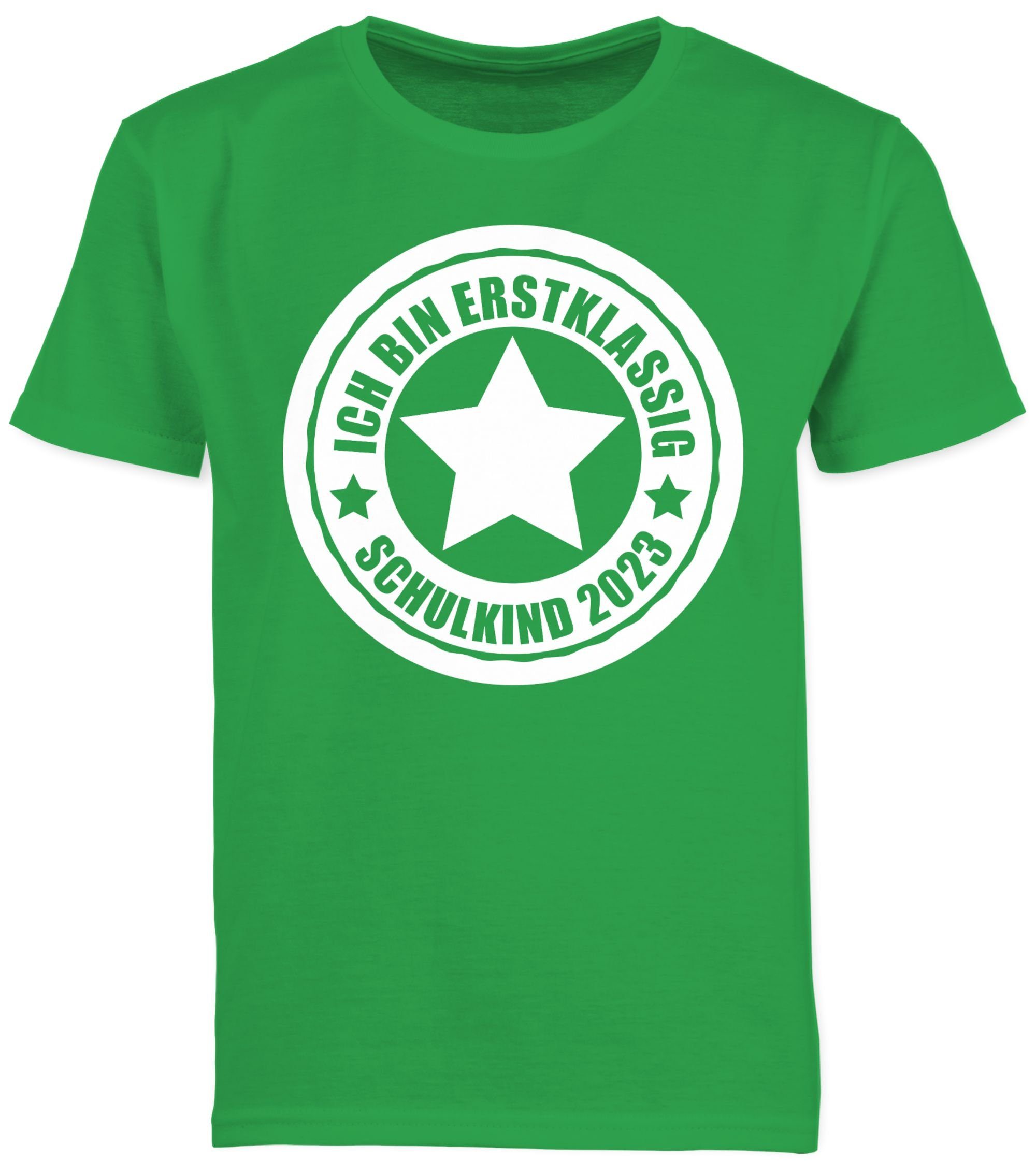 T-Shirt erstklassig Junge Ich Grün Schulanfang bin 3 2023 Einschulung Geschenke - Shirtracer Schulkind