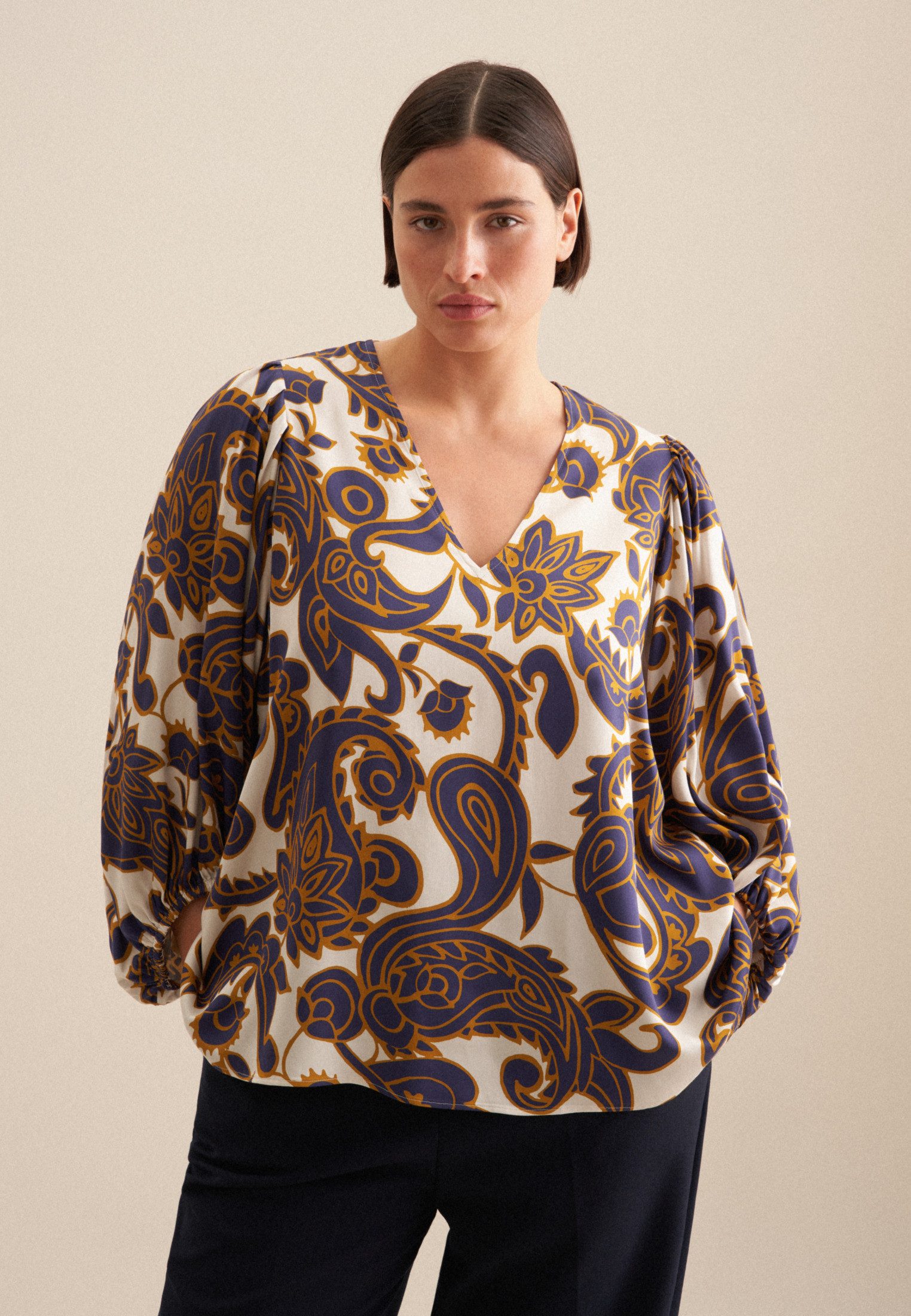 seidensticker Shirtbluse Schwarze Rose 3/4-Arm V-Neck günstig online kaufen