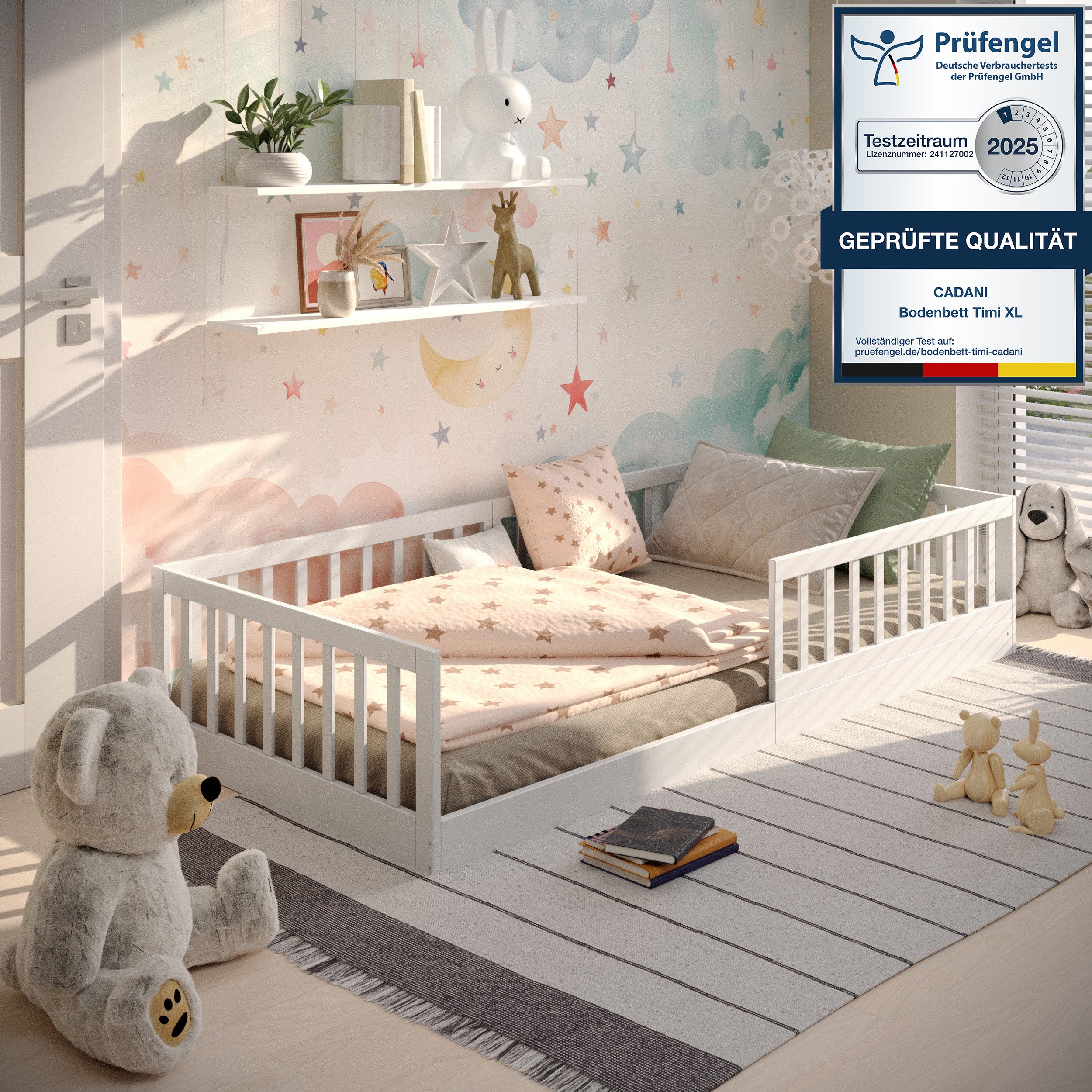 CADANI Kinderbett CADANI Timi Kinderbett 90x200 cm weiß (abnehmbarer Rausfa günstig online kaufen