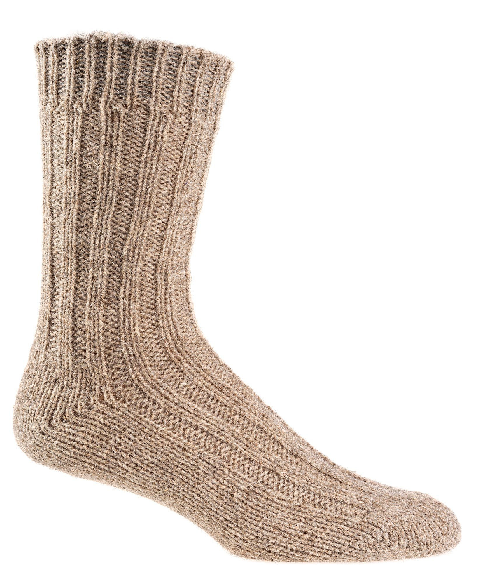 FussFreunde Norwegersocken 2 Paar, 100% Wollsocken mit Alpaka, NATUR PUR, mit ANTI-LOCH-GARANTIE (2 Paar) Spitze und Ferse verstärkt, absolut wärmend