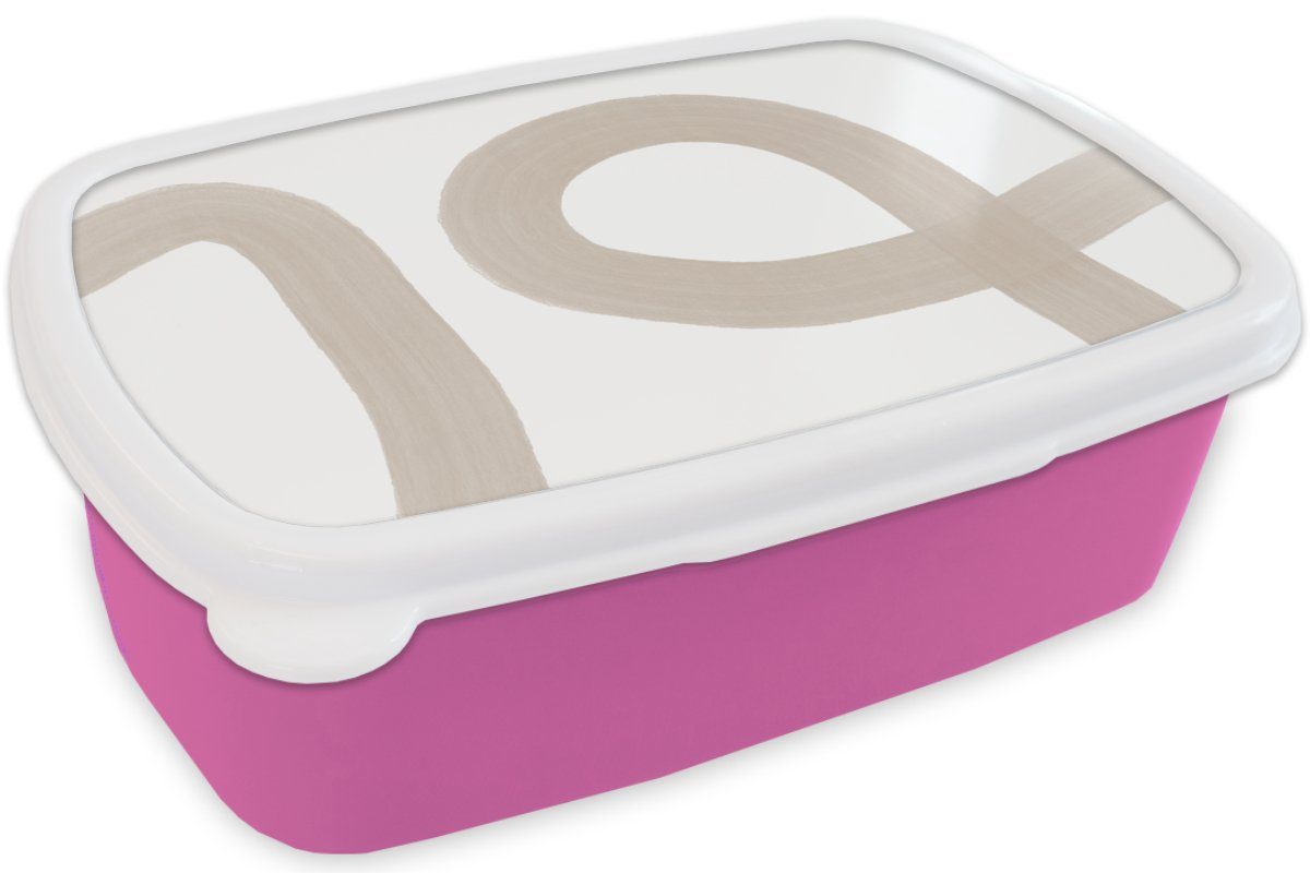 MuchoWow Lunchbox Abstrakt - rosa (2-tlg), Kunststoff, Snackbox, Pastell Brotbox Kinder, Design, Mädchen, für Erwachsene, Kunststoff Brotdose 
