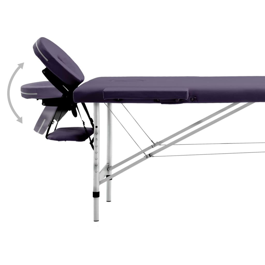 vidaXL Massageliege Massageliege Klappbar 2-Zonen Aluminiumgestell mit Lila