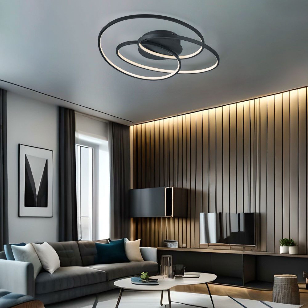 TRIO Leuchten LED Deckenleuchte, LED-Leuchtmittel fest verbaut, Warmweiß, LED Design Decken Leuchte Ring Design Wohn Zimmer Beleuchtung
