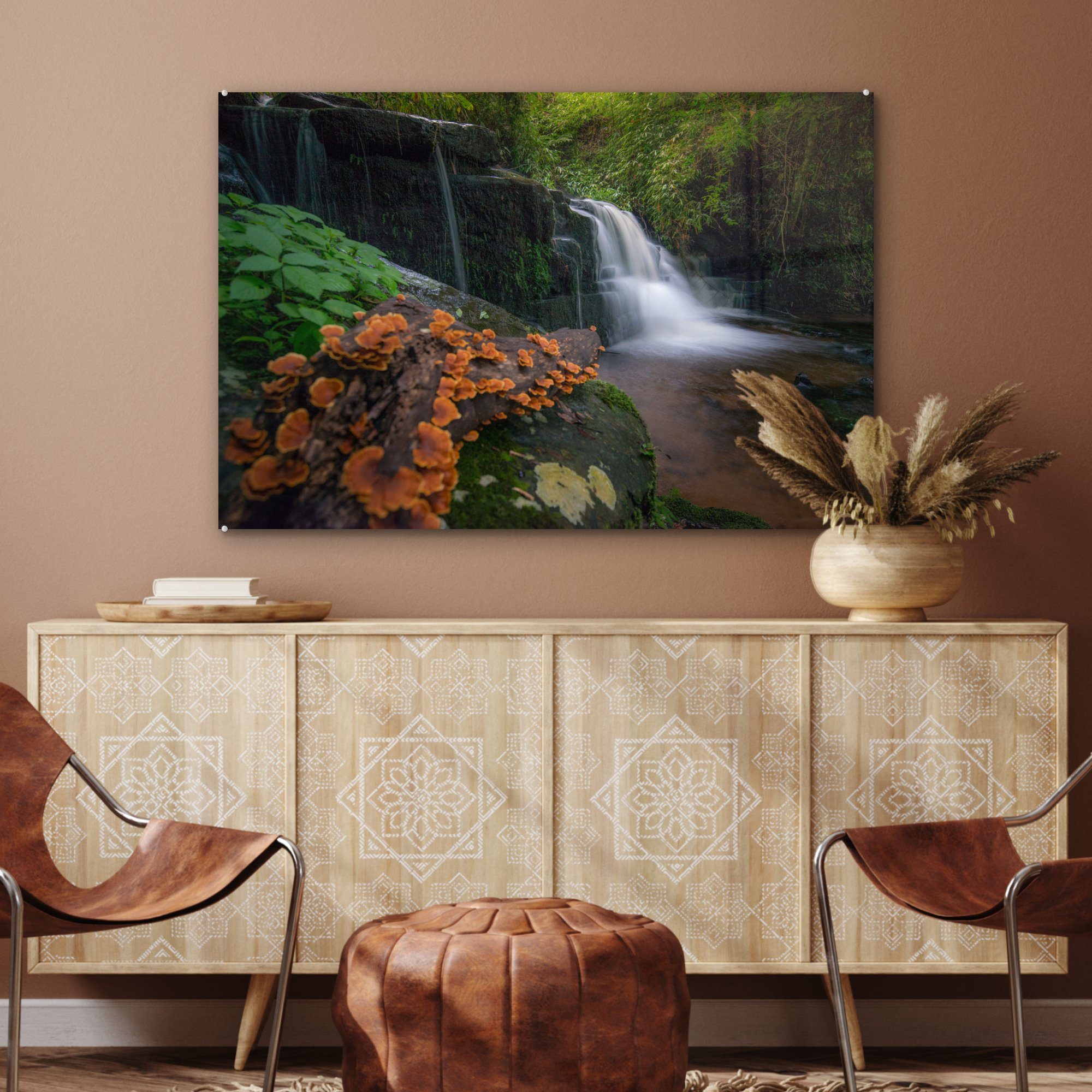 Regenwald im Hin tropischen MuchoWow Acrylglasbild Mun des Phu Wohnzimmer Daeng-Wasserfall St), Acrylglasbilder (1 Schlafzimmer & Rong,