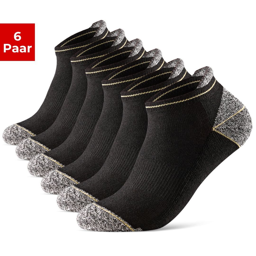 sockenkauf24 Arbeitssocken Herren kurze Socken Sneaker Arbeitssocken atmungsaktiv mit Lasche (6er-Pack) Vollfrottee verstärkte Belastungszonen