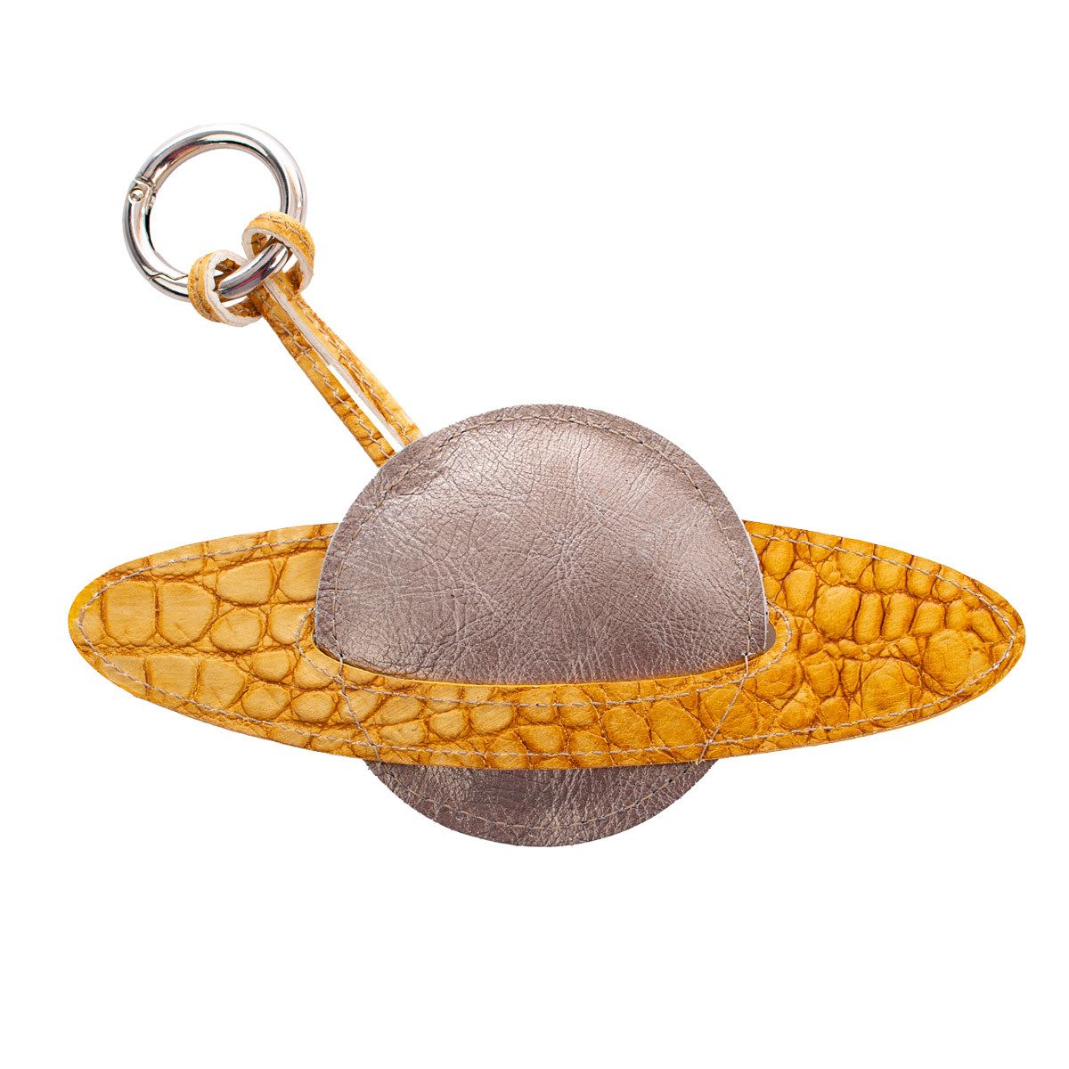 VOLKER LANG Taschenanhänger CHARM Saturn, CH3 - Premium Taschenanhänger aus Leder