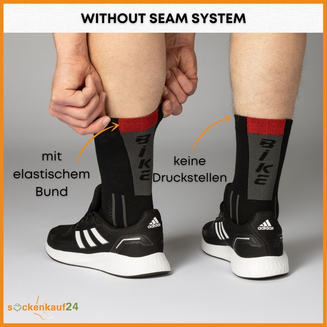sockenkauf24 Funktionssocken Coolmax Fahrrad-Socken für Herren & Damen (3xSchwarz, 3-Paar, 35-38) Atmungsaktive Radsport Socken 50301P WP