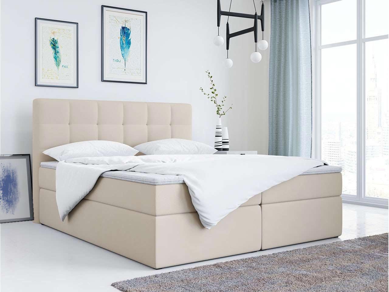 Boxspringbett Polsterbett MKS Multipocket-Matratze, Stauraumbett TOP2, MÖBEL mit