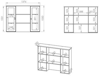 Feldmann-Wohnen Buffet Lille (Set, 1-St., 2-teilig) 150cm weiß matt / eiche lefkas