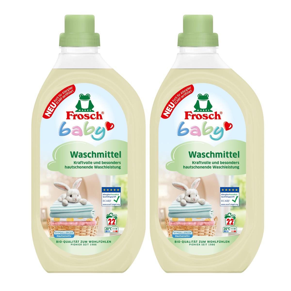 FROSCH Frosch Baby Waschmittel 1,5L - Hypoallergen für Babywäsche (2er Pack) Colorwaschmittel