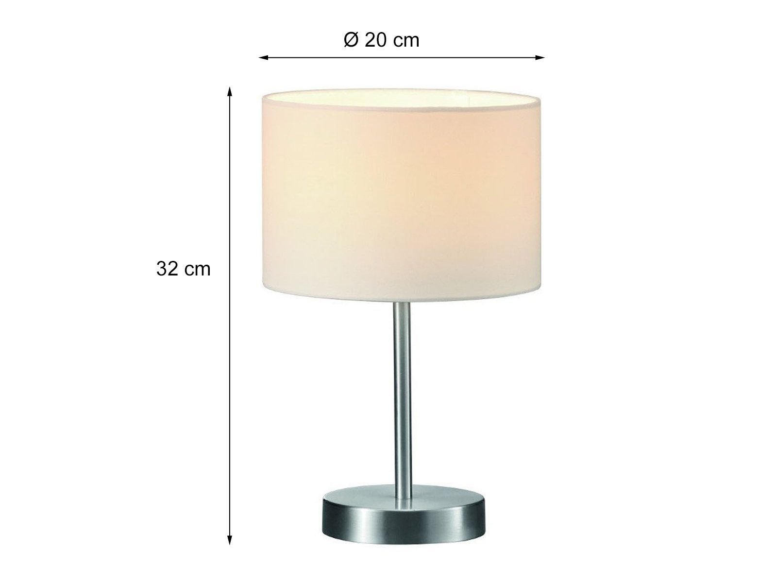 TRIO Leuchten LED Nachttischlampe mit Stoff Lampenschirm Höhe 32cm, dimmbar, LED wechselbar, Warmweiß, Designklassiker Tischlampe für Sideboard & Fensterbank, i – Bild 4 von 5