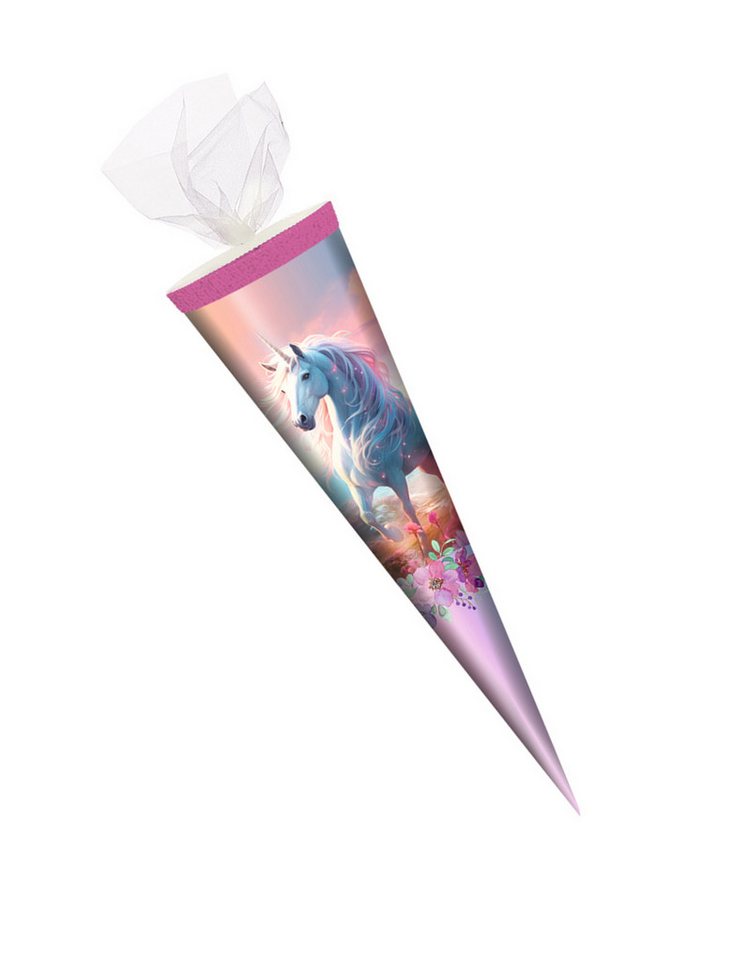Livepac Office Schultüte Schultüte / Zuckertüte / 35cm / rund / Tüllverschluss / "Einhorn"