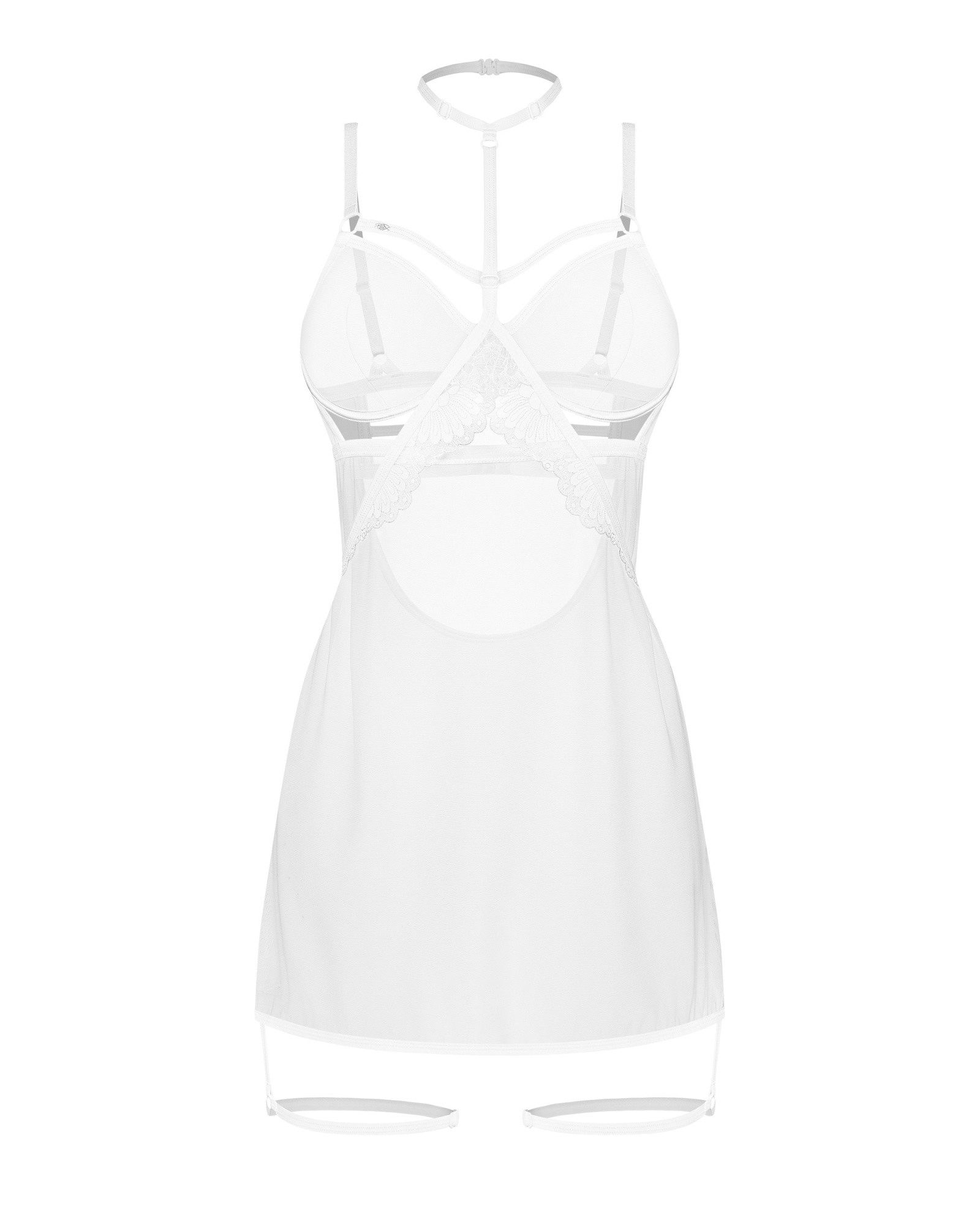 Obsessive Negligé Arrowel transparentes Negligé mit Strumpfbändern - weiß (1-tlg) weiche Cups mit Bügeln