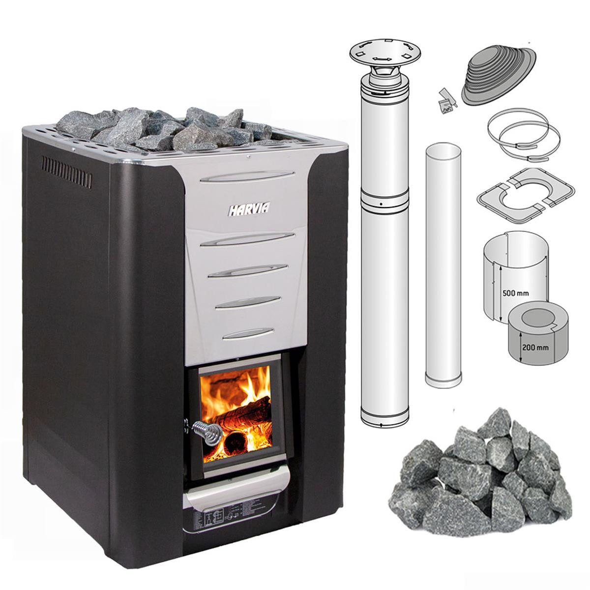 Saunaofen Set Saunaofen Harvia 36 Inkl. Steine Und Schornsteinsystem