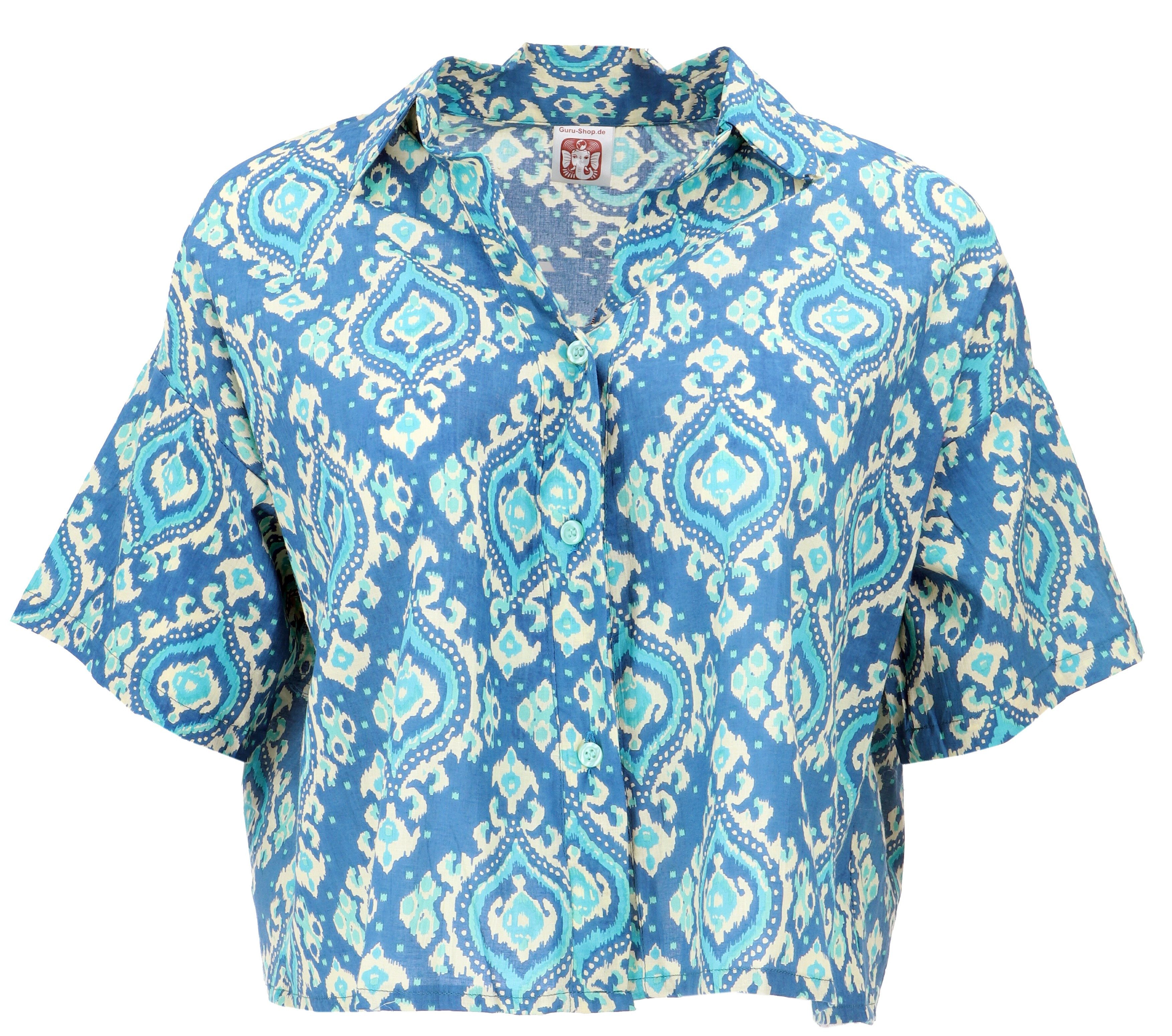 Guru-Shop Longbluse Boho Blusentop, Basic Kurzarmbluse, günstig online kaufen