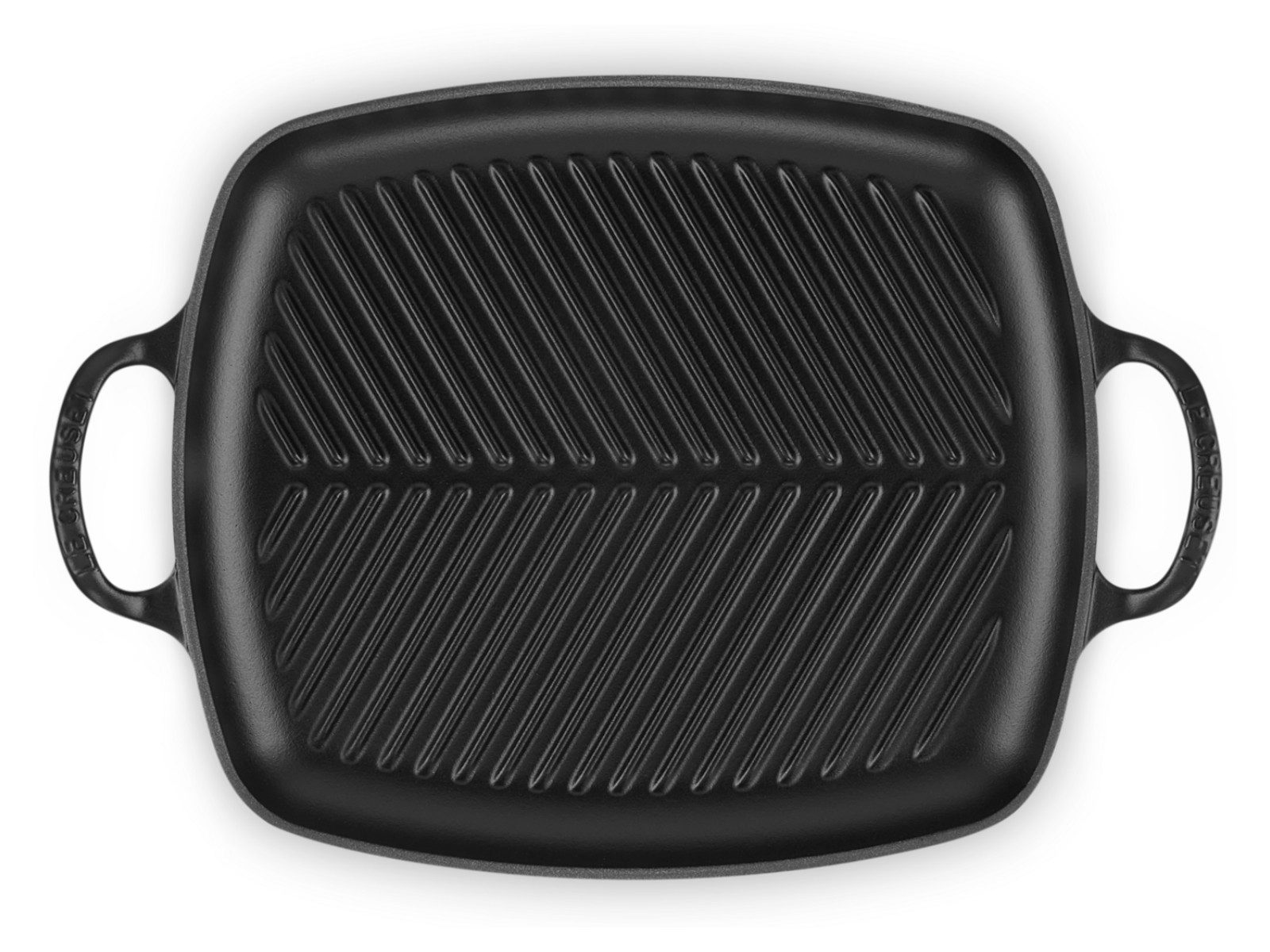 LE CREUSET Servierplatte Grillplatte Signature rechteckig schwarz matt 30cm, Emailliertes Gusseisen, (Grillplatten)
