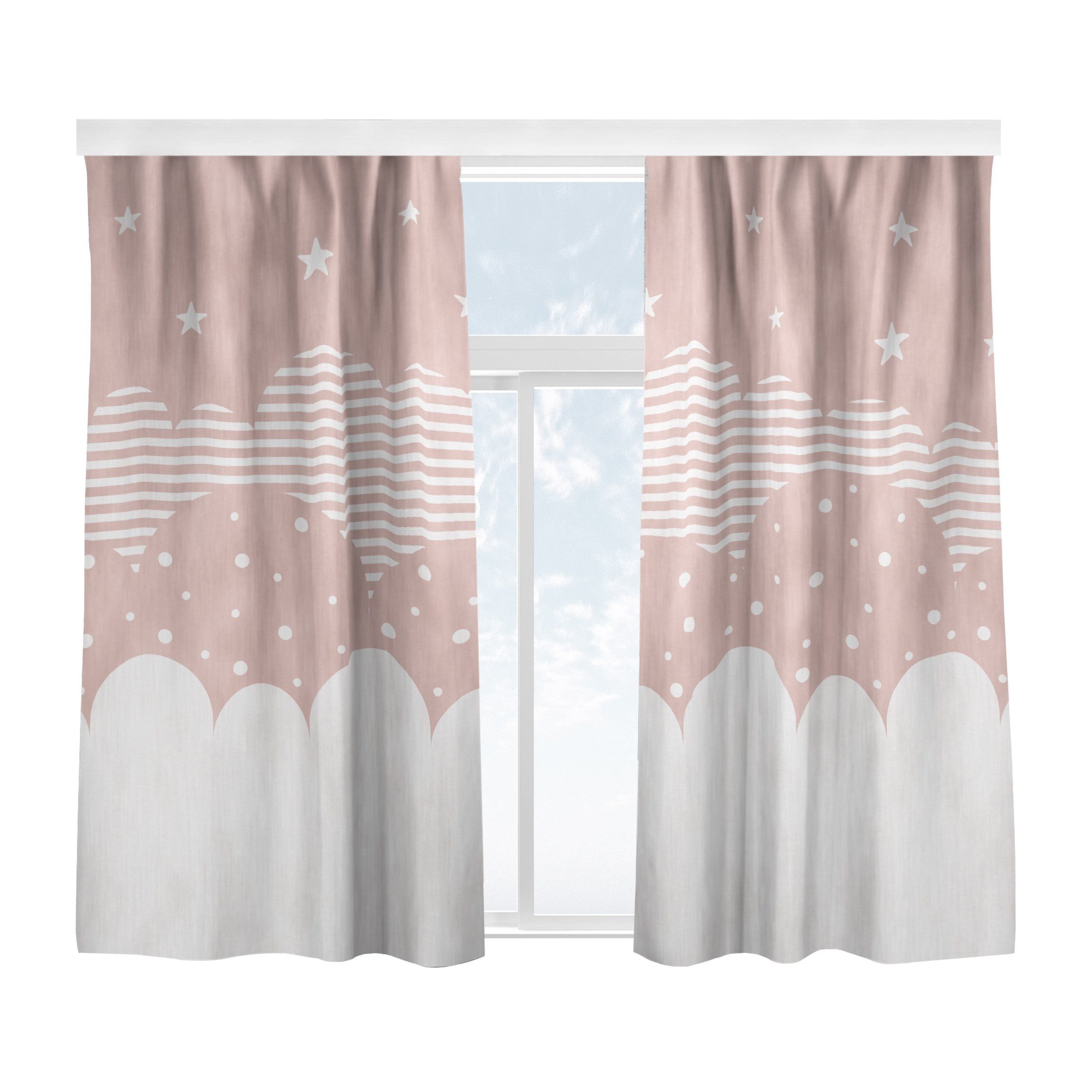 Bilderdepot24 Vorhang Gardine Muster Himmel Wolken Sterne Rosa Türvorhang Raumteiler (1 St), Multifunktionsband, blickdicht, Samt, Schiebegardinen Babyzimmer Kinderzimmer Schiebevorhang
