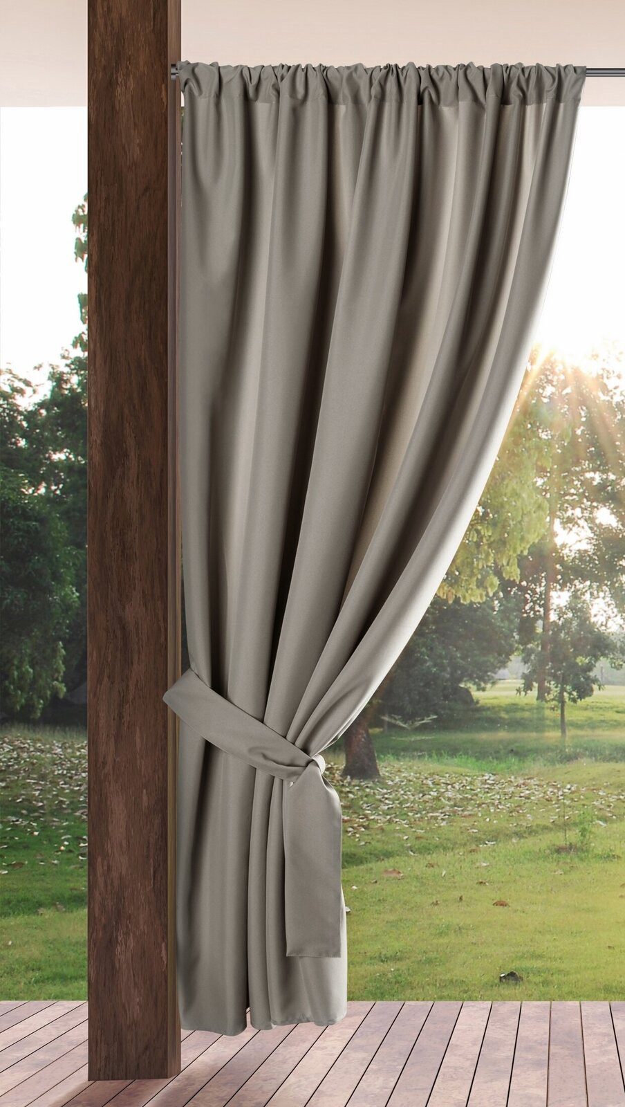 Eurofirany Outdoorvorhang GARDEN, wasserdichter Terrassenvorhang (1 St), Stangendurchzug, Lichtschutz, Polyester, für Pavillon, Pergola & Balkon, wetterfest, UV-Schutz