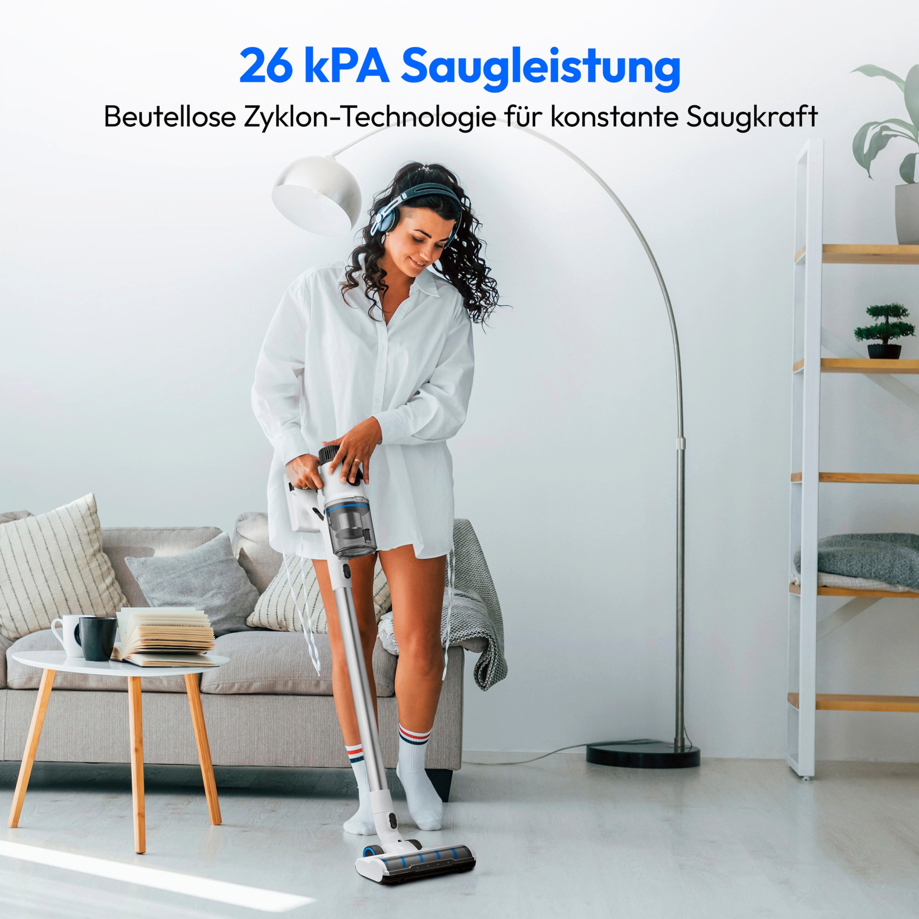 Medion® Stielstaubsauger MEDION LIFE P400 W+ Akku-Staubsauger mit Wischfunktion, 400 W, beutellos, LED-Touch-Displ.,3-stufige Saugleistung,beutellos,Zyklon-Technologie