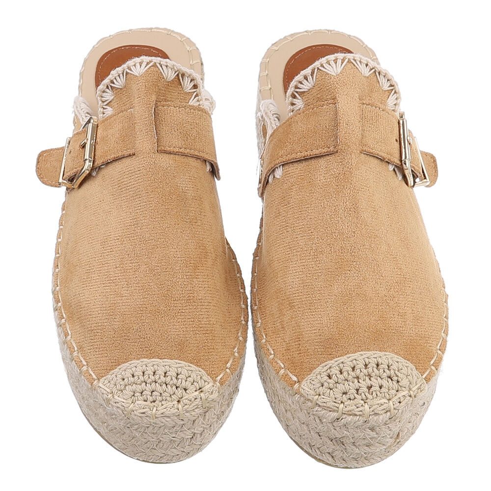 Ital-Design Damen Mules Freizeit Plateausandaletten (88930251) Flach Pantoletten in Camel – Bild 4 von 5