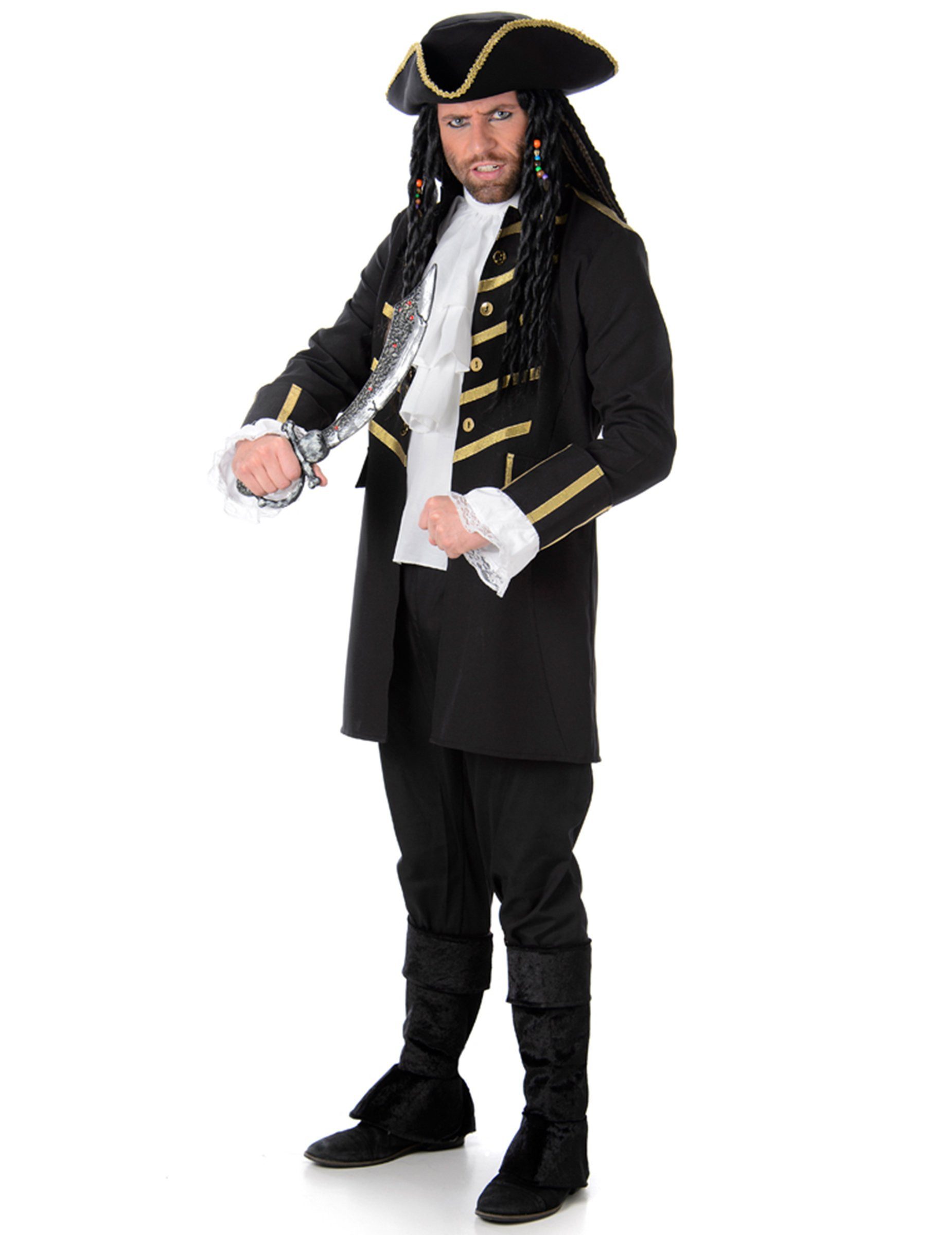 REDSUN Piraten-Kostüm Eleganter Pirat Kostüm-Set schwarz-gold