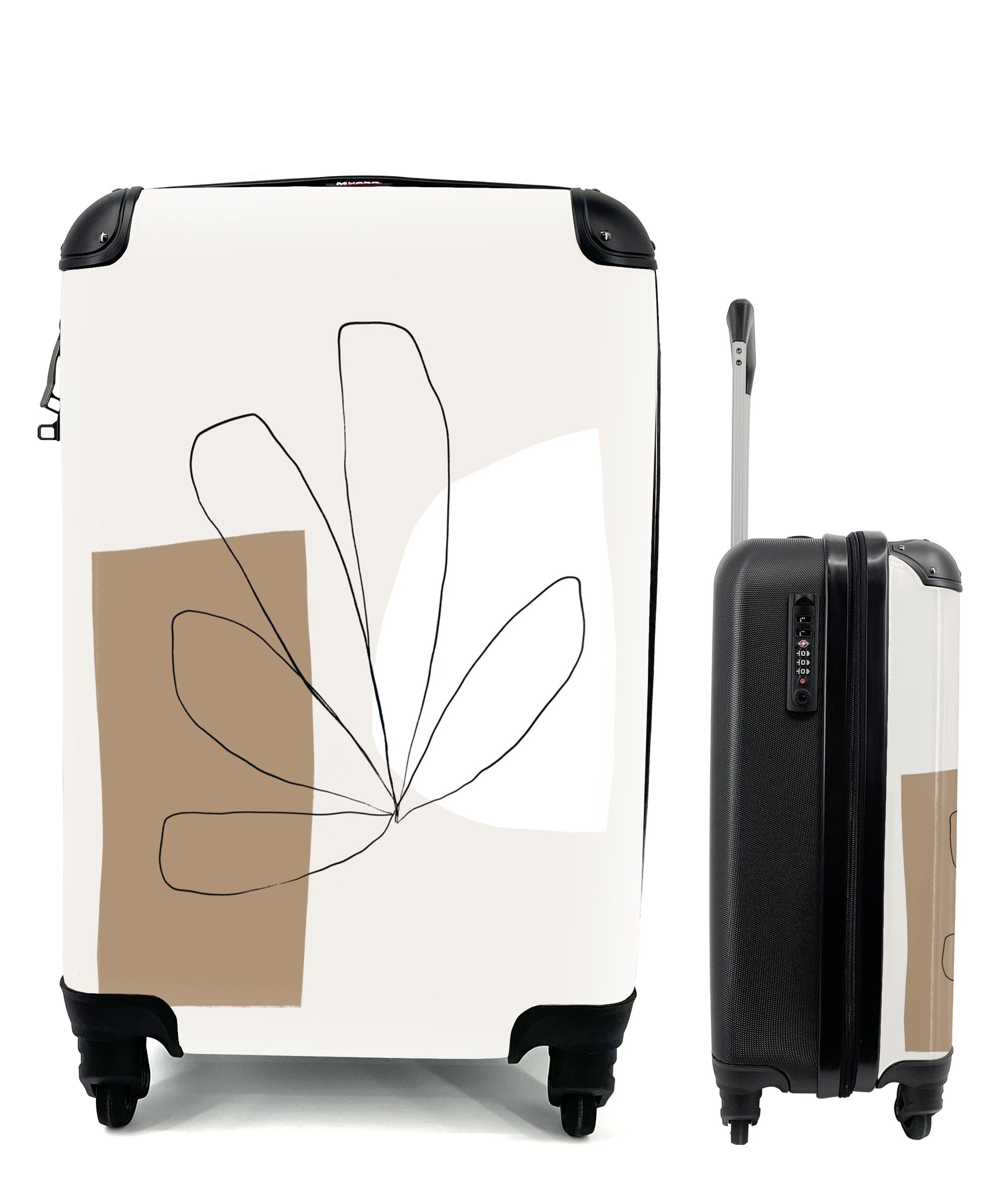 Neuestes Design MuchoWow Handgepäckkoffer Pastell, mit Handgepäck 4 Reisekoffer Reisetasche Minimalismus rollen, - Trolley, Rollen, Ferien, für Blumen 