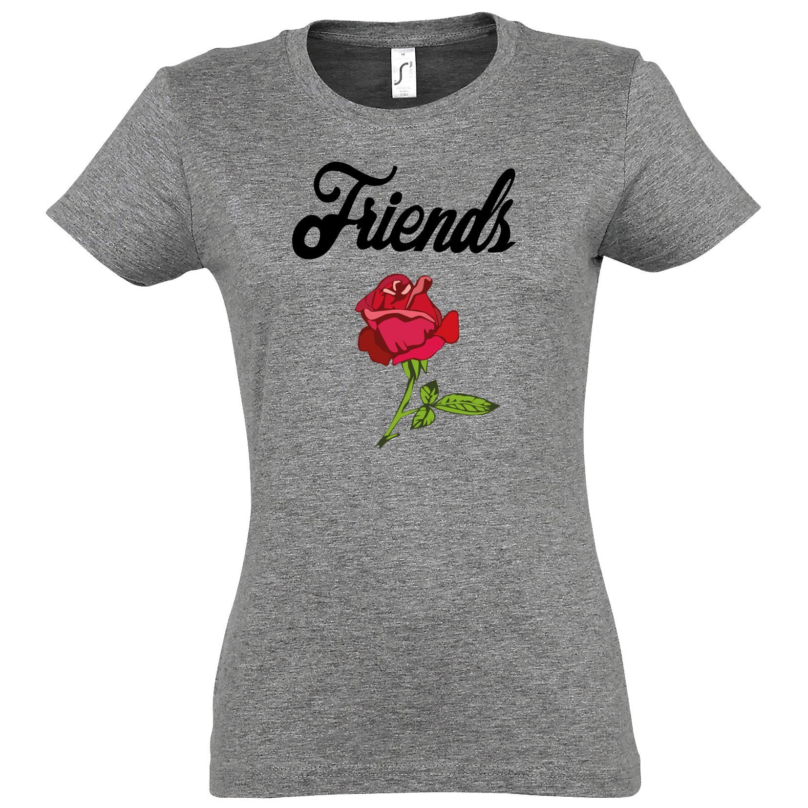 Couples Shop T-Shirt Best Friends BFF Rose Damen T-Shirt Freunde Set mit trendigem Frontprint