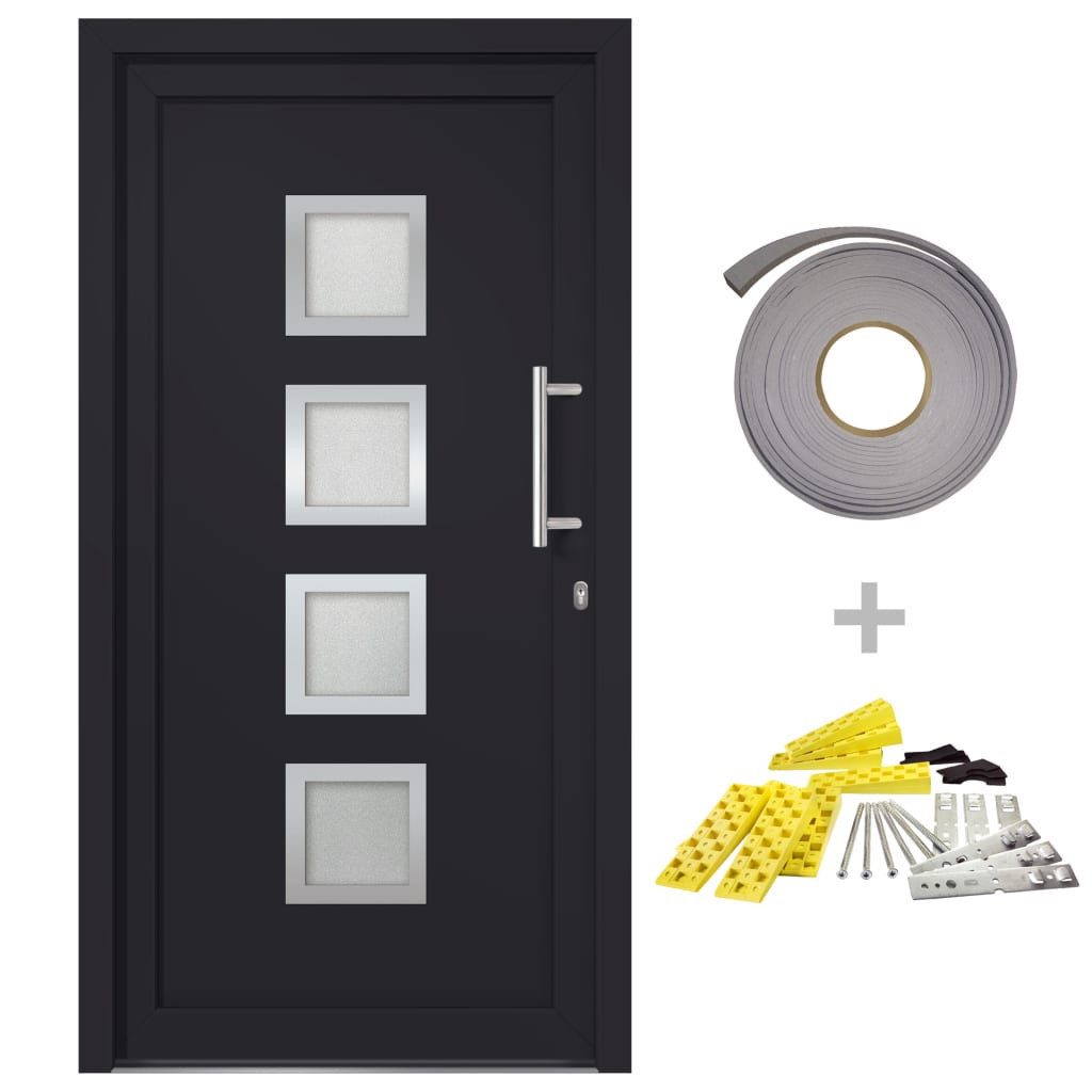vidaXL Haustür 98 x 190 cm Haustür Anthrazit 98x190 cm Eingangstür Außentür Glas-Elem