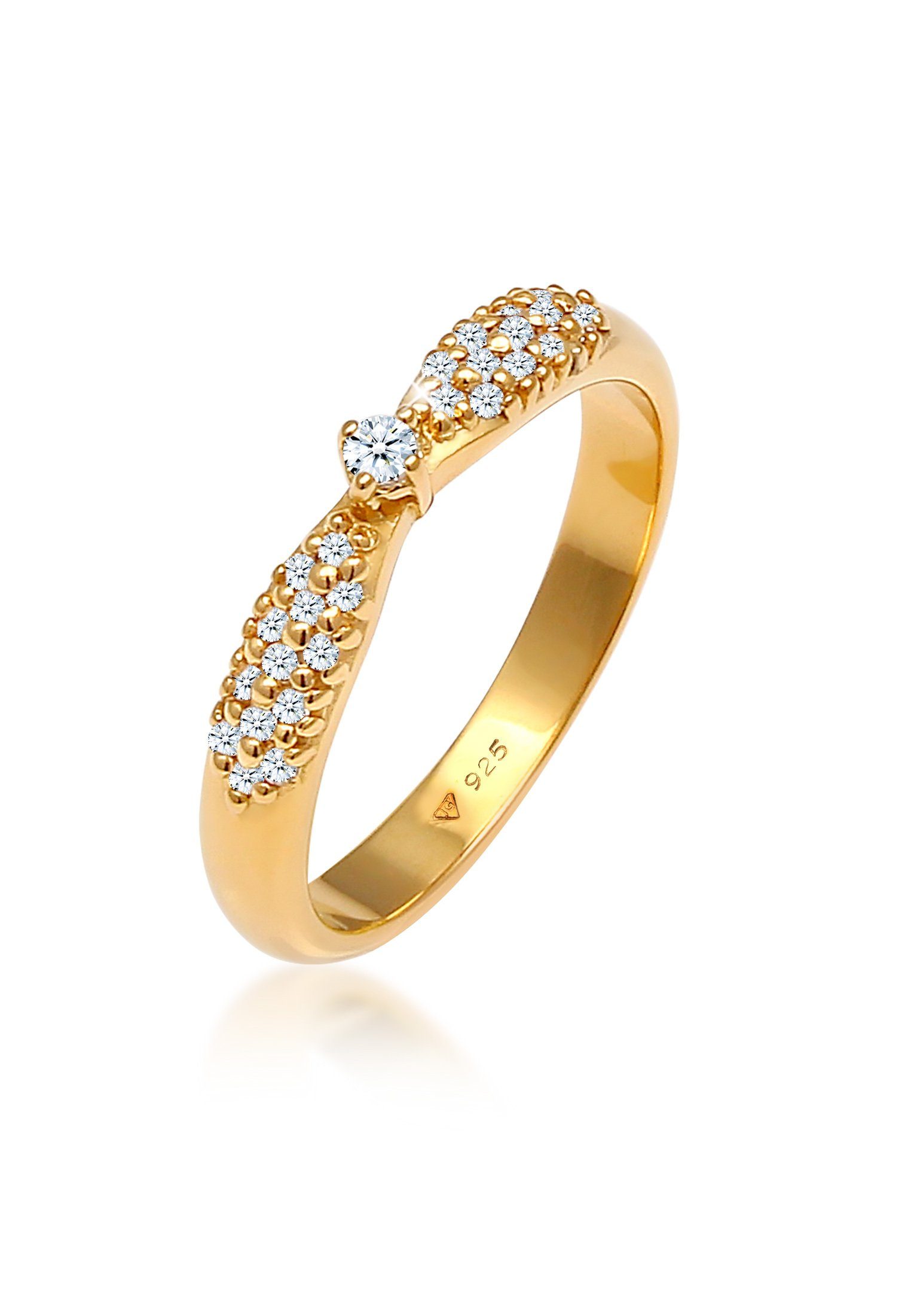 Elli DIAMONDS Verlobungsring Verlobung Glamour Diamant (0,16 ct) 925 Silber