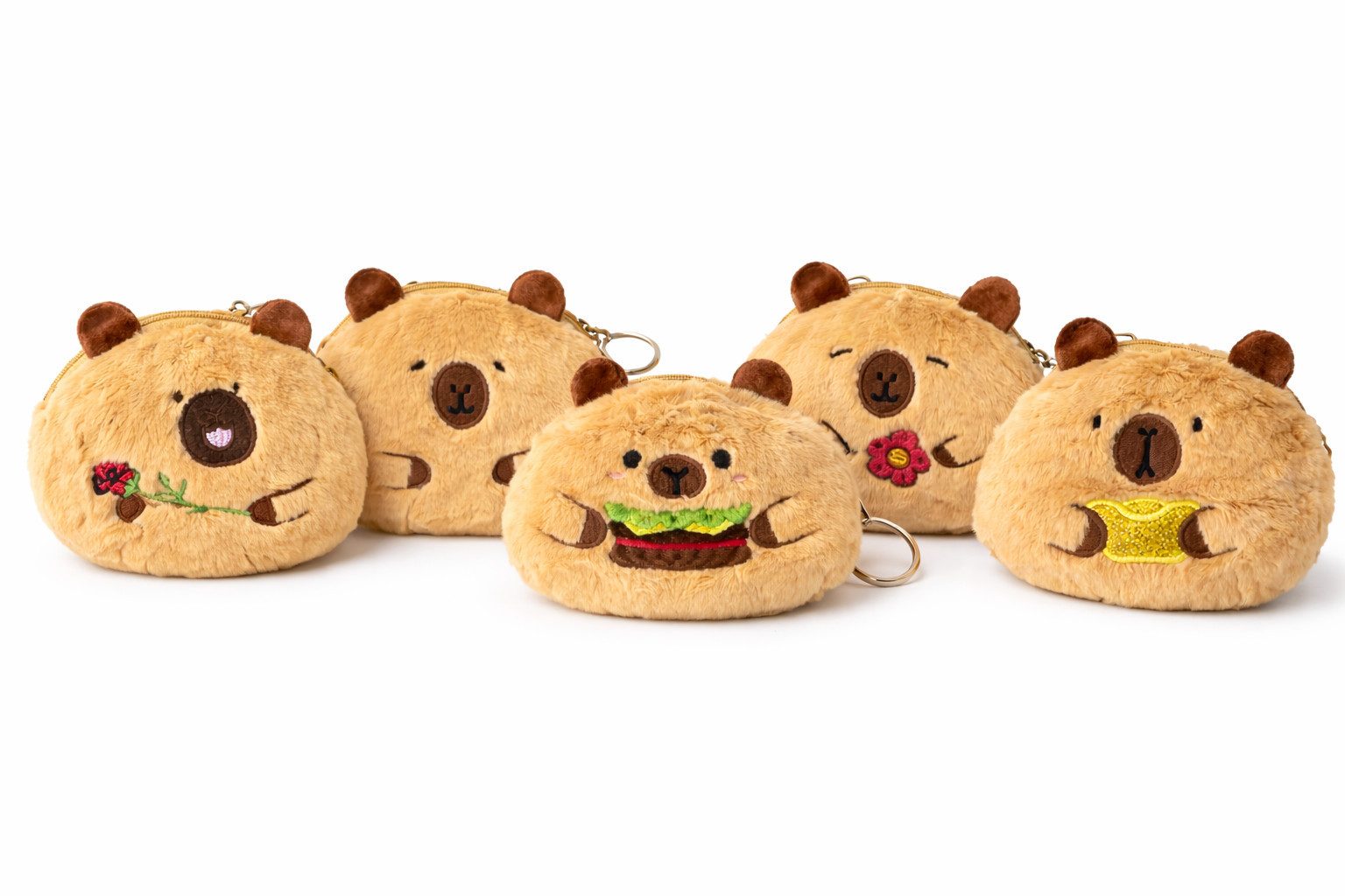 soma Aufbewahrungstasche Capybara Plüsch Portemonnaie – Niedliche Geldbörse mit Reißverschluss (Set, 1-tlg., 1er-Pack), Weiches Etui für Kinder&Erwachsene,Unsor­tiert 1von5 Motiven,12×9×5cm