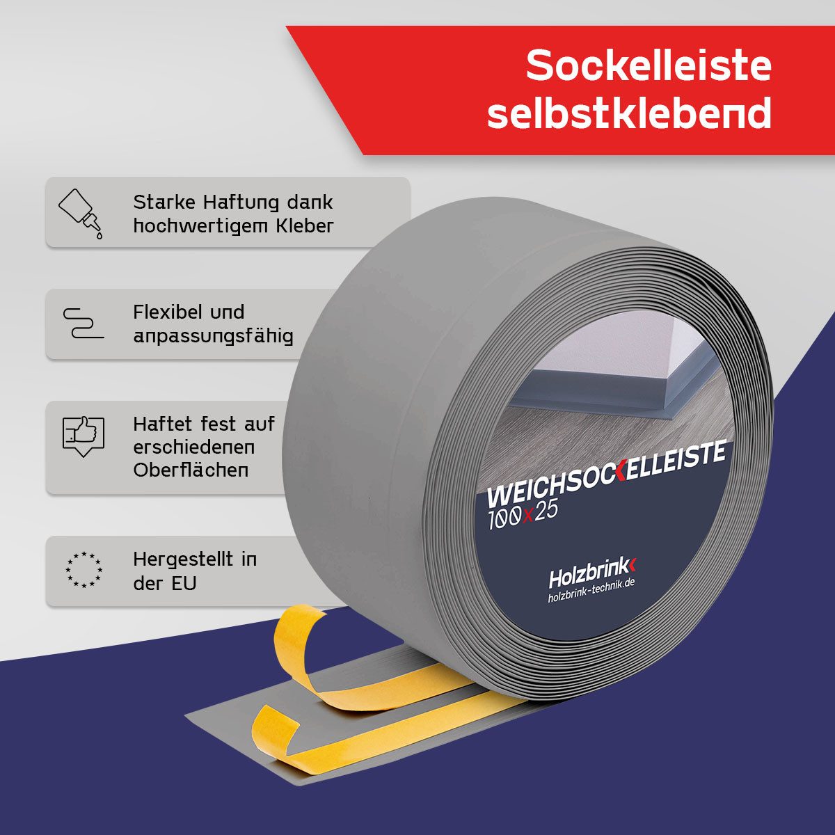 HOLZBRINK Sockelleiste HOLZBRINK selbstklebend PVC 100x25mm, 1 m, L: 100 cm günstig online kaufen