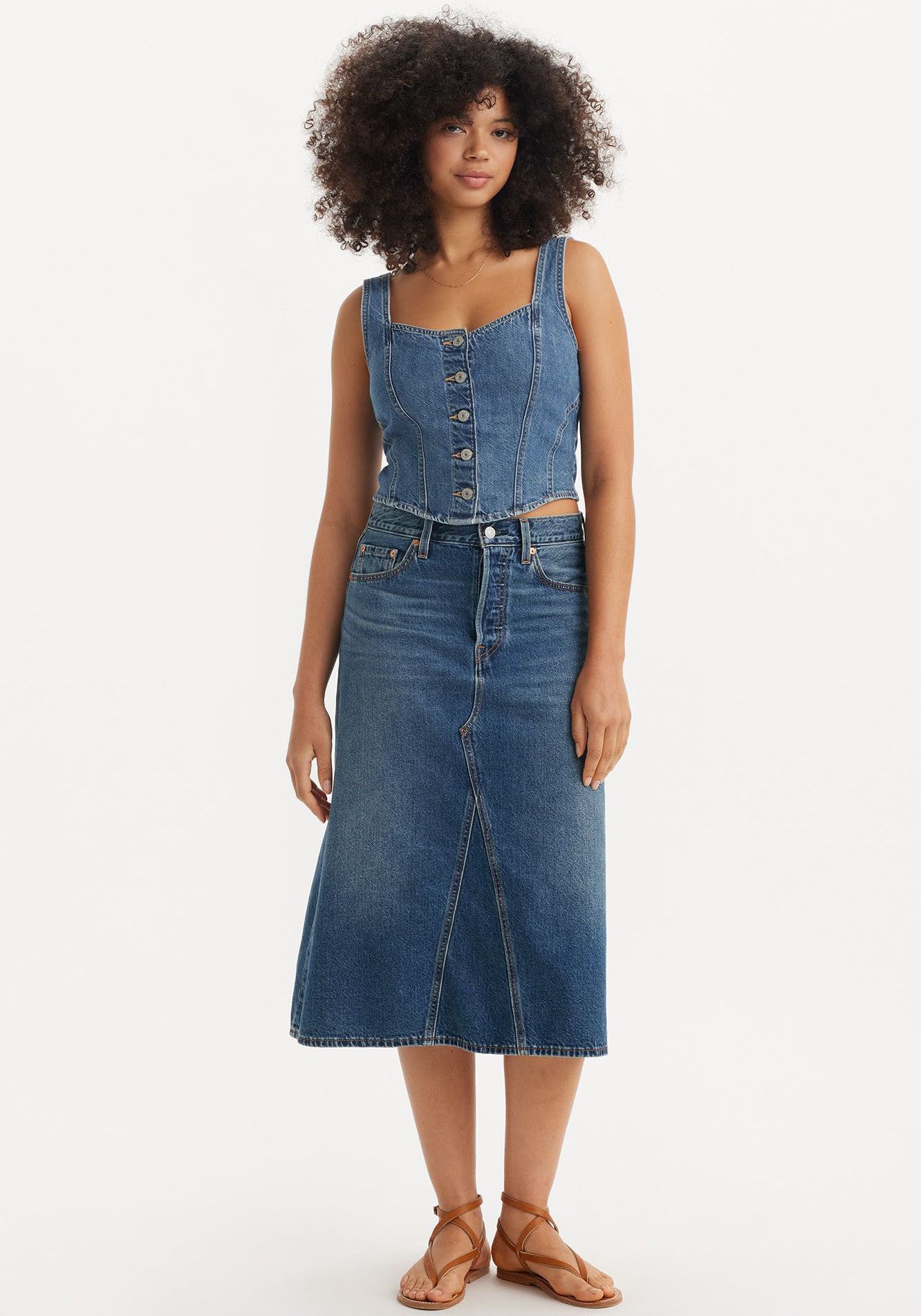 Levi's® Jeansrock HR A LINE DECON SKIRT in trendy Midi-Länge mit ausgefrans günstig online kaufen