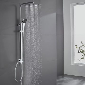 THEEIERCE Duschsystem Regendusche Ohne Armatur,Duschset, mit Quadrat Duschkopf 20x20cm, Edelstahl Duschstange Höhenverstellbar