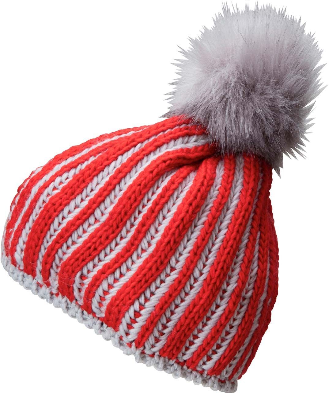 Myrtle Beach Strickmütze Damen mit kalte die light-red/silver Wintermütze Innenseite Jahreszeit für MB7107 Fleeceband