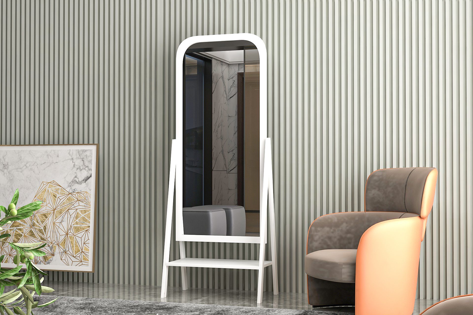 Givayo Möbel Ganzkörperspiegel Deluxe Standspiegel Ganzkörperspiegel mit MDF Rahmen Dekorativ 140x60