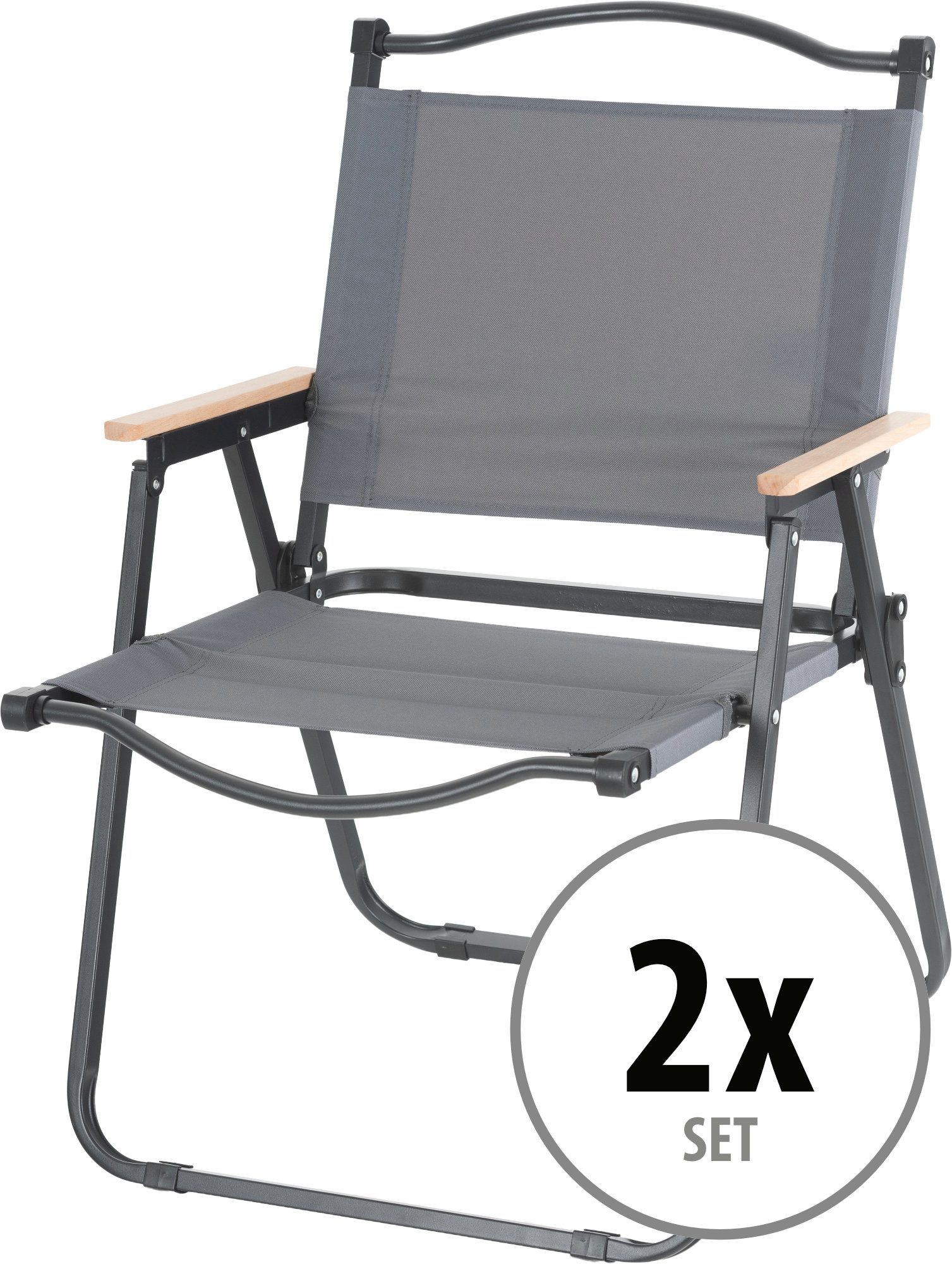 Stagecaptain Campingstuhl CSH-67 Camping Klappstuhl faltbar leicht - mit Holzarmlehnen (2 St), Faltstuhl bis 120 kg