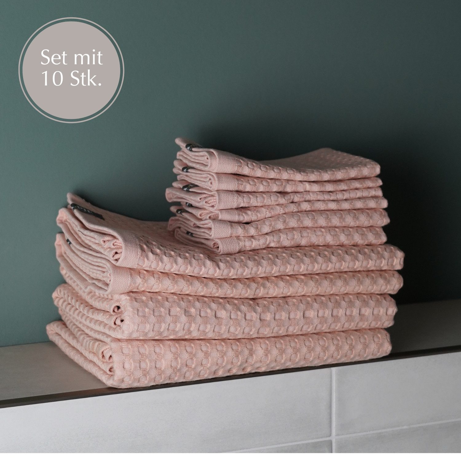 AGA.PIE Handtuch Set 10-teilig, (10-teiliges Set), Waffeldesign, Waffelpiqué
