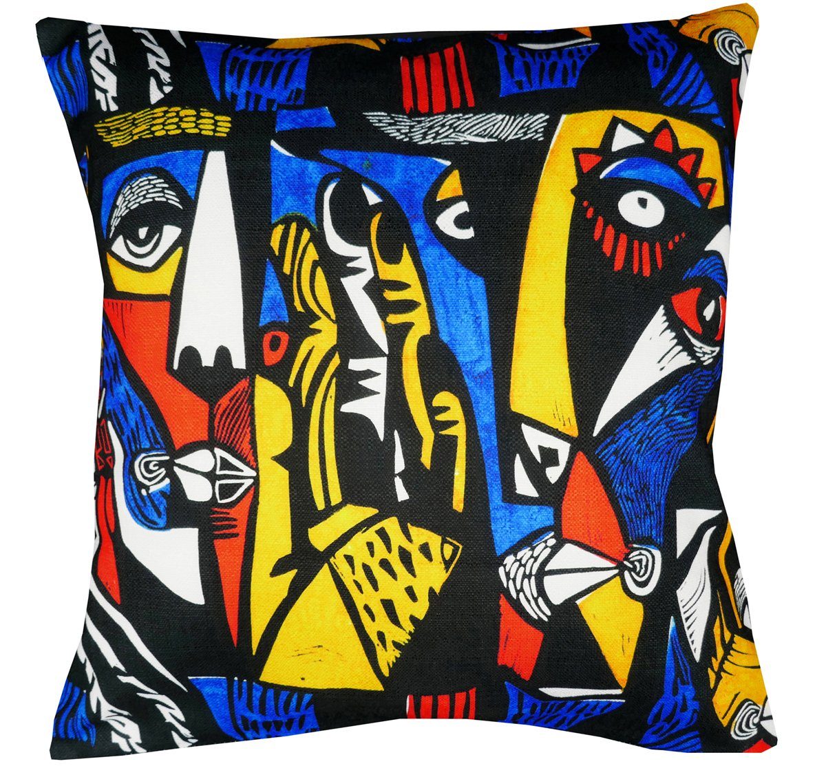HOSSNER - HOMECOLLECTION Kissenbezüge Popart Masken Schwarz Bunt 50x50 Deko Kissenbezug, (1 Stück), Druckmotiv Maske im Popart Stil