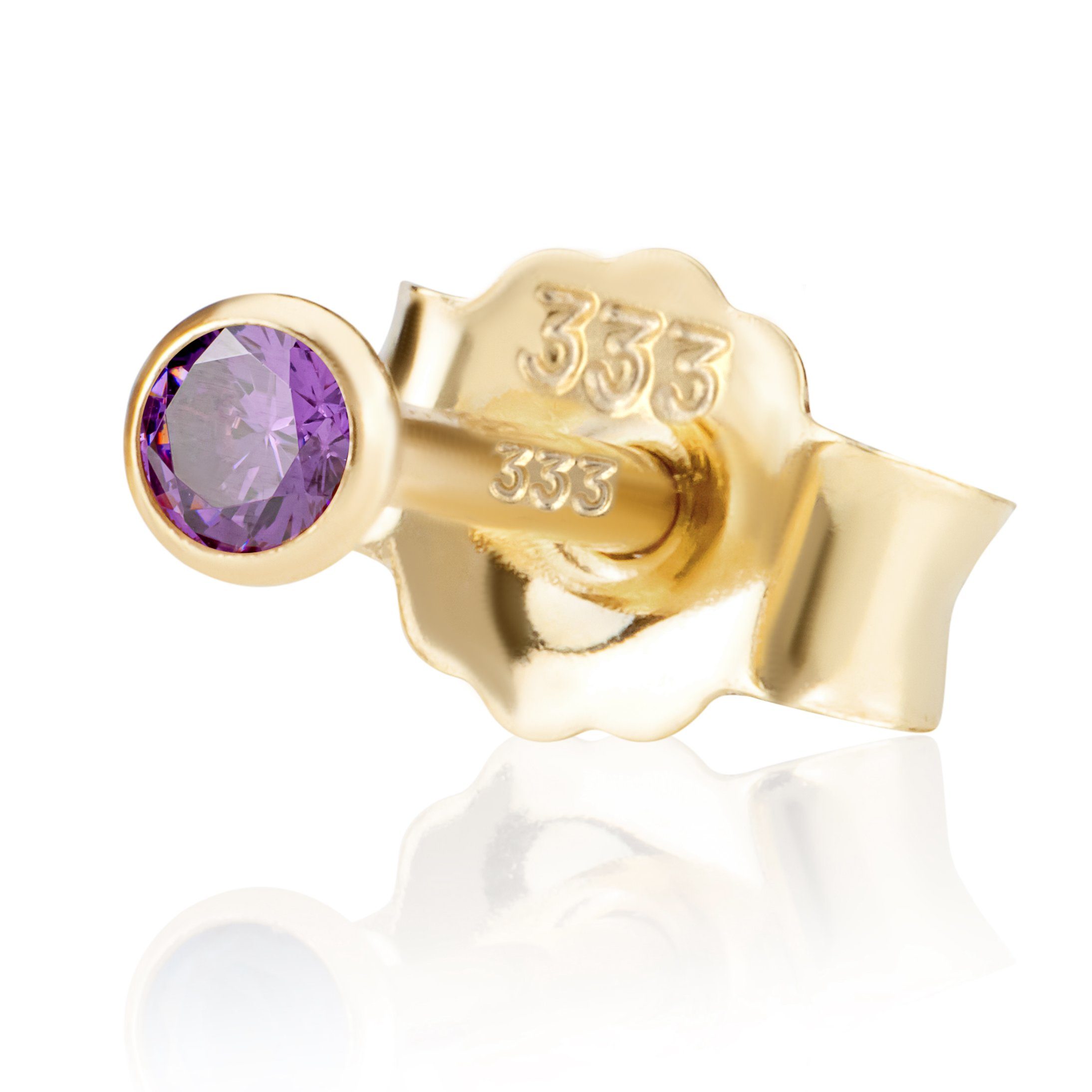 NKlaus Single-Ohrstecker Einzel 2,5mm 333 Gelb Gold 8 K Ohrstecker Zirkon A (Einzel)