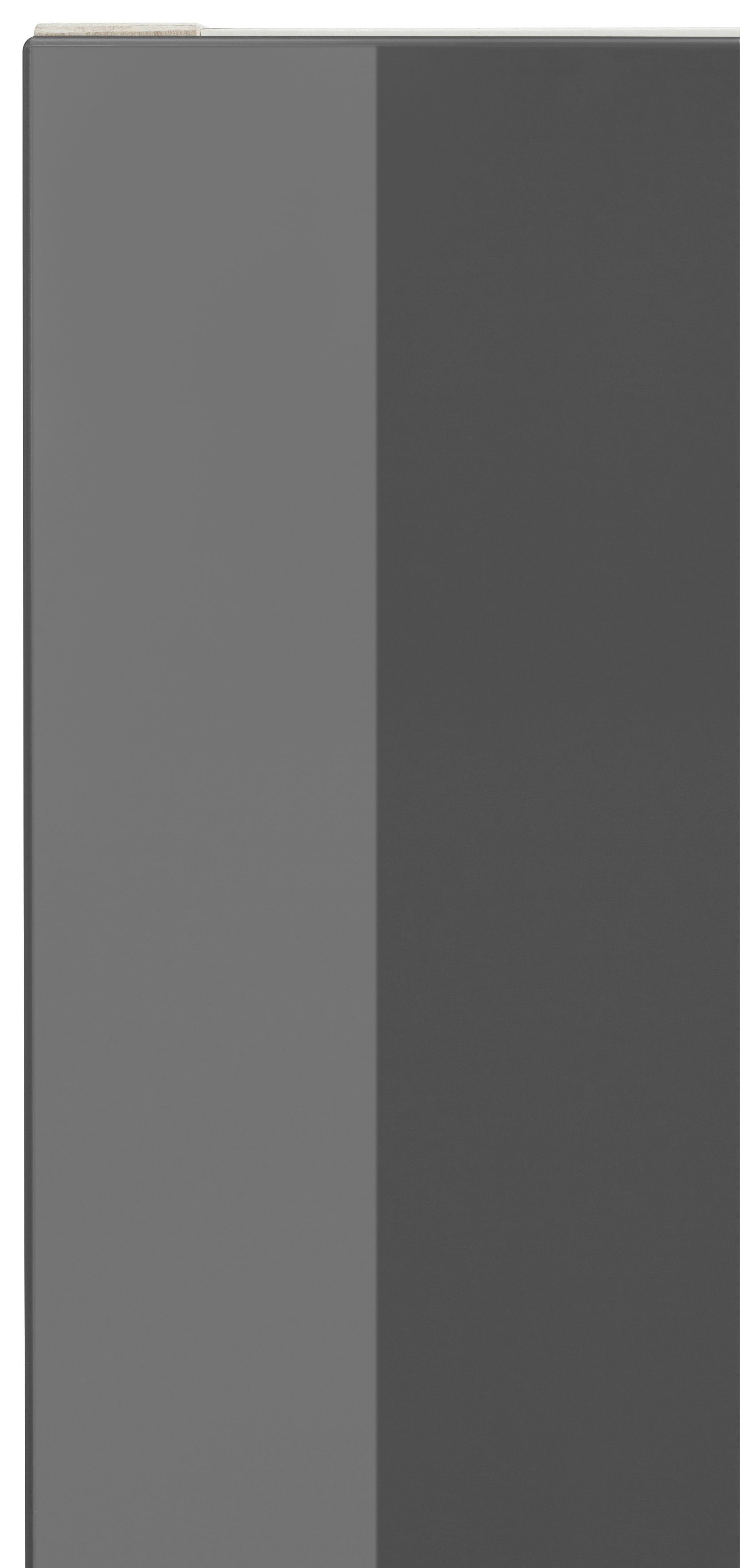 OPTIFIT Apothekerschrank Bern 30 cm Hochglanz/akaziefarben mit akaziefarben breit, höhenverstellbaren grau | 212 cm Stellfüßen hoch